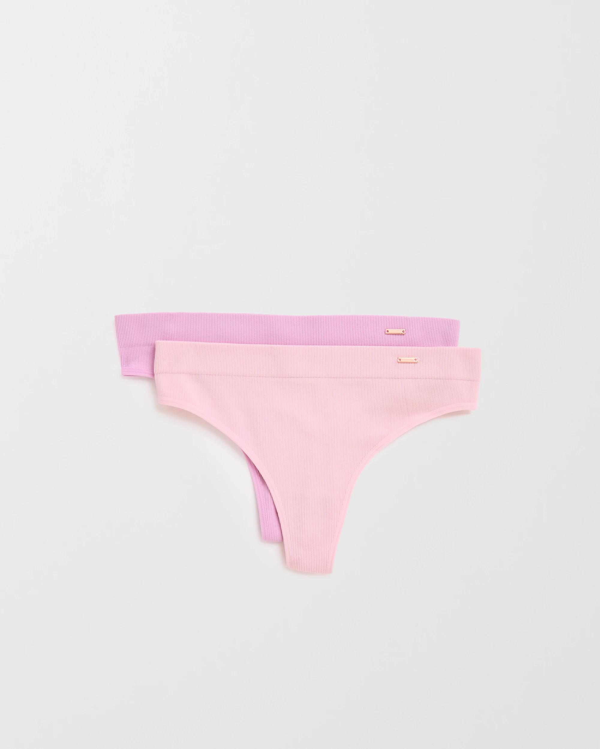 1 Lily Loves 2 Pack Rib Seamfree High Waist G-String Briefs ORC/PK, 1 of 6
