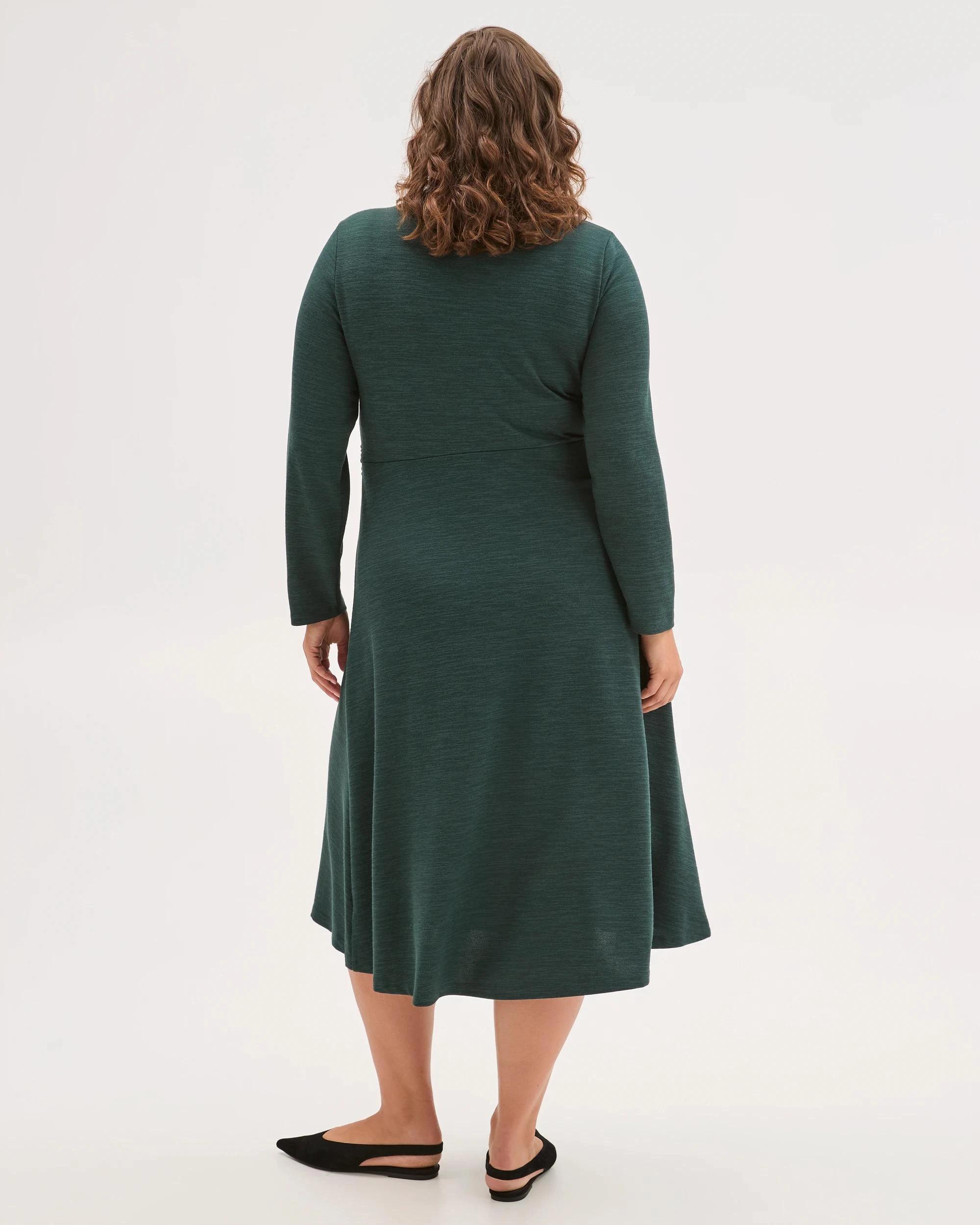 6 Target Curve Plus Size Long Sleeve Drape Knit Midi Dress DEEP FOREST, 6 of 6