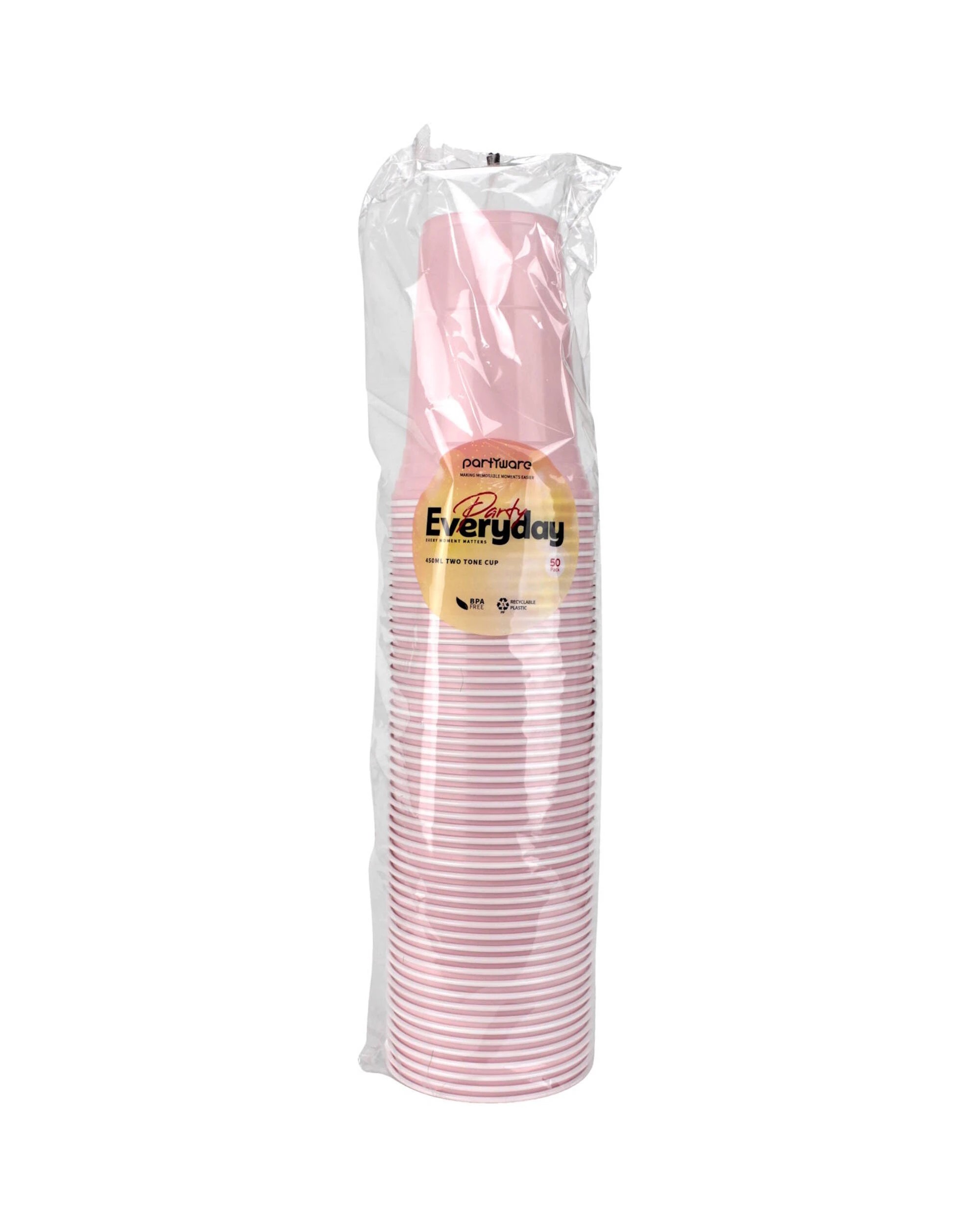 2 Partyware Everyday Party Light Pink American Cups 450ml Pack of 50 - Light Pink, 2 of 3