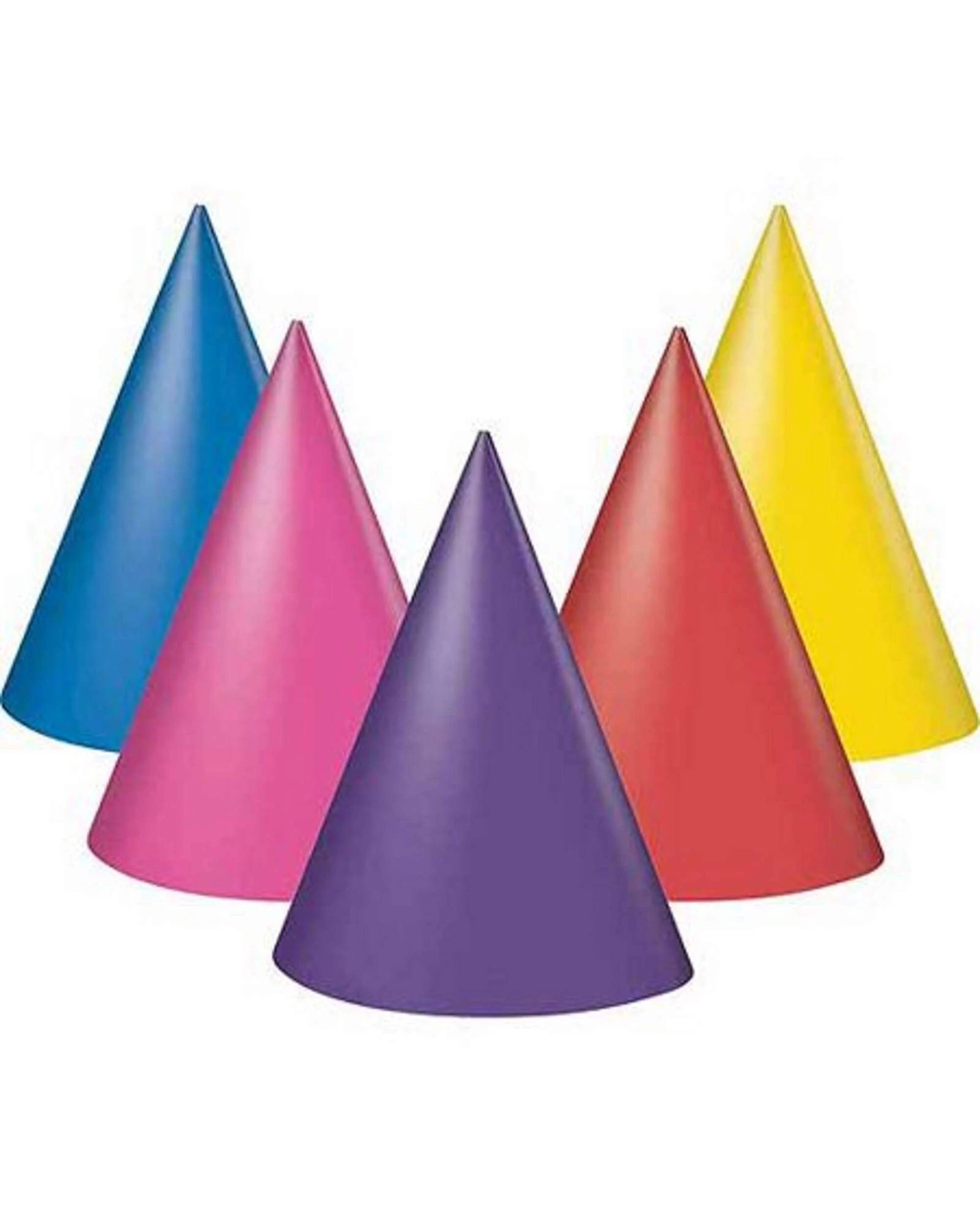 1 Unique Coloured Party Hats Pack of 8 - Multi, 1 of 1