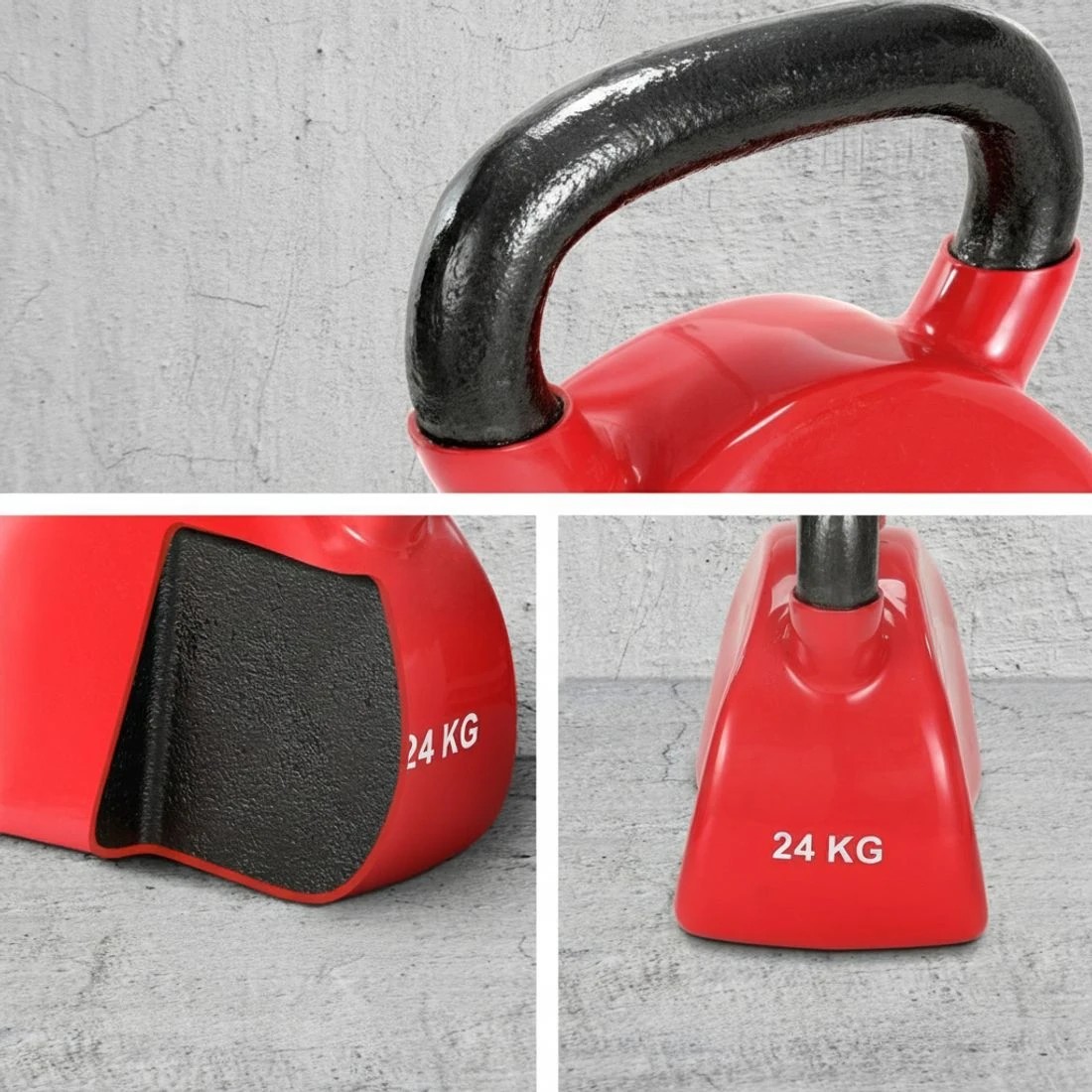 5 Everfit 24kg Kettlebell Weightlifting Bench Dumbbells Kettle Bell Gym Home - Red, 5 of 6