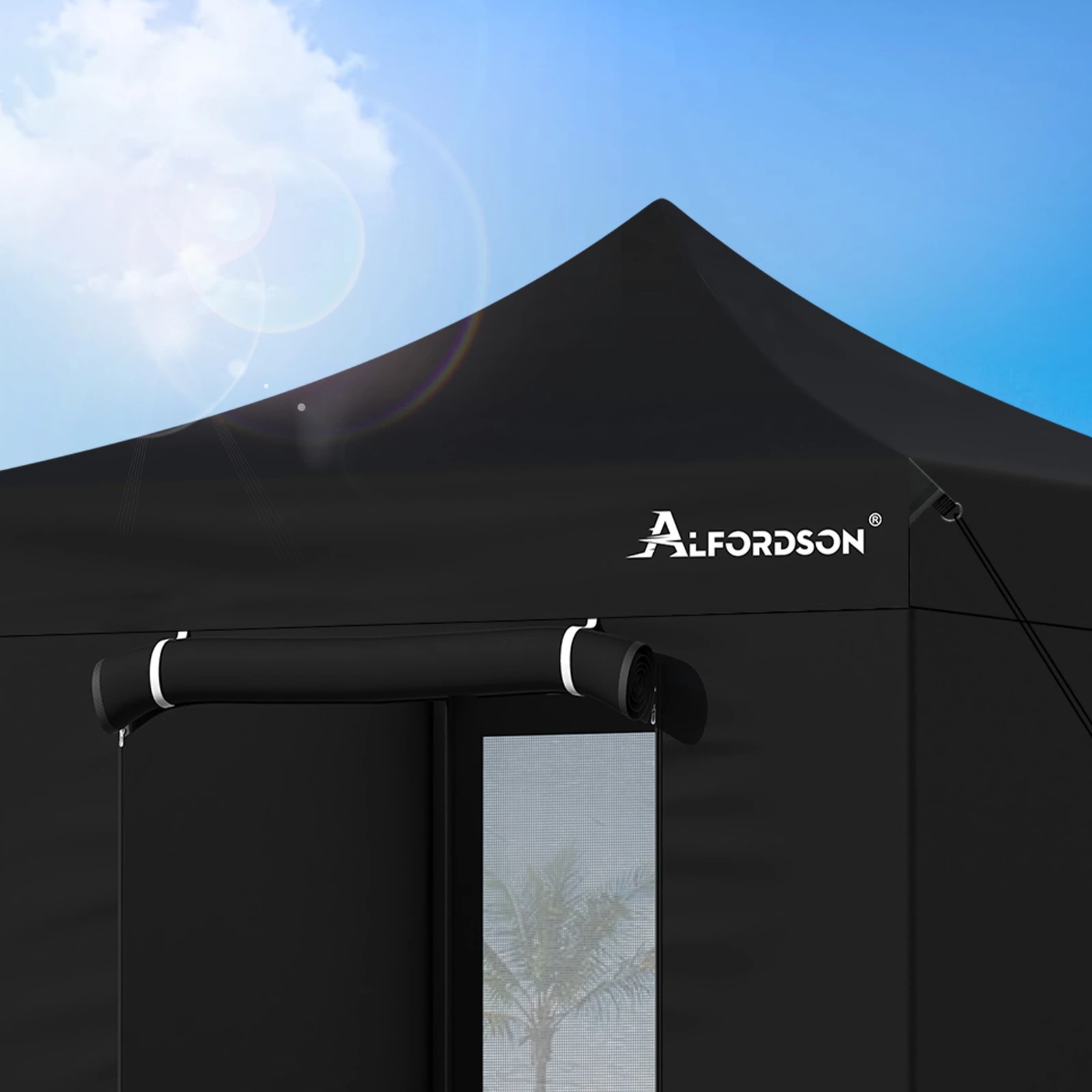 5 Alfordson Gazebo 3x3m Pop Up Marquee 600D Oxford Folding Camping Tent - Black, 5 of 9