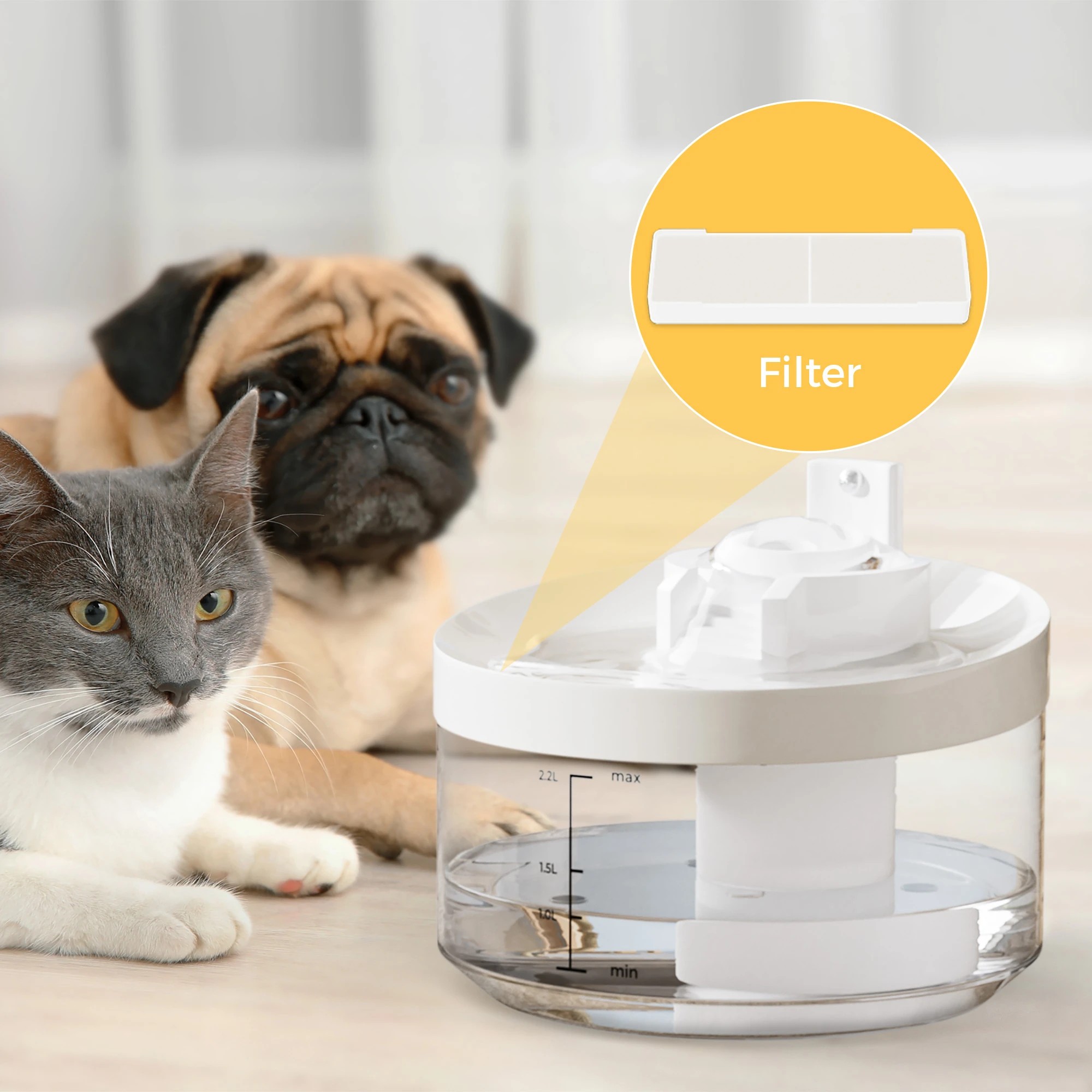 7 Pawz Pet Water Fountain 2.2L Usb 3Pcs Filters, 7 of 9