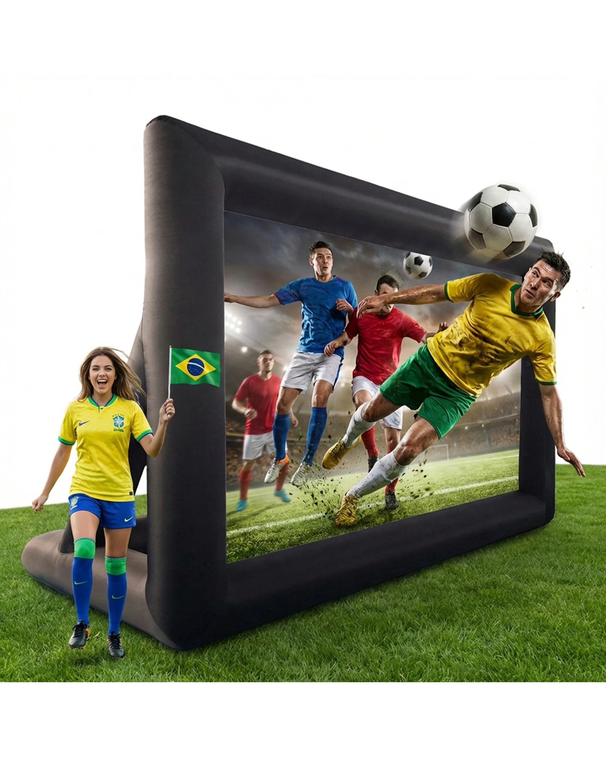 7 Advwin 20ft Inflatable Movie Screen Outdoor Projector Screen with Blower Storage Bag Stakes - Black, 7 of 7