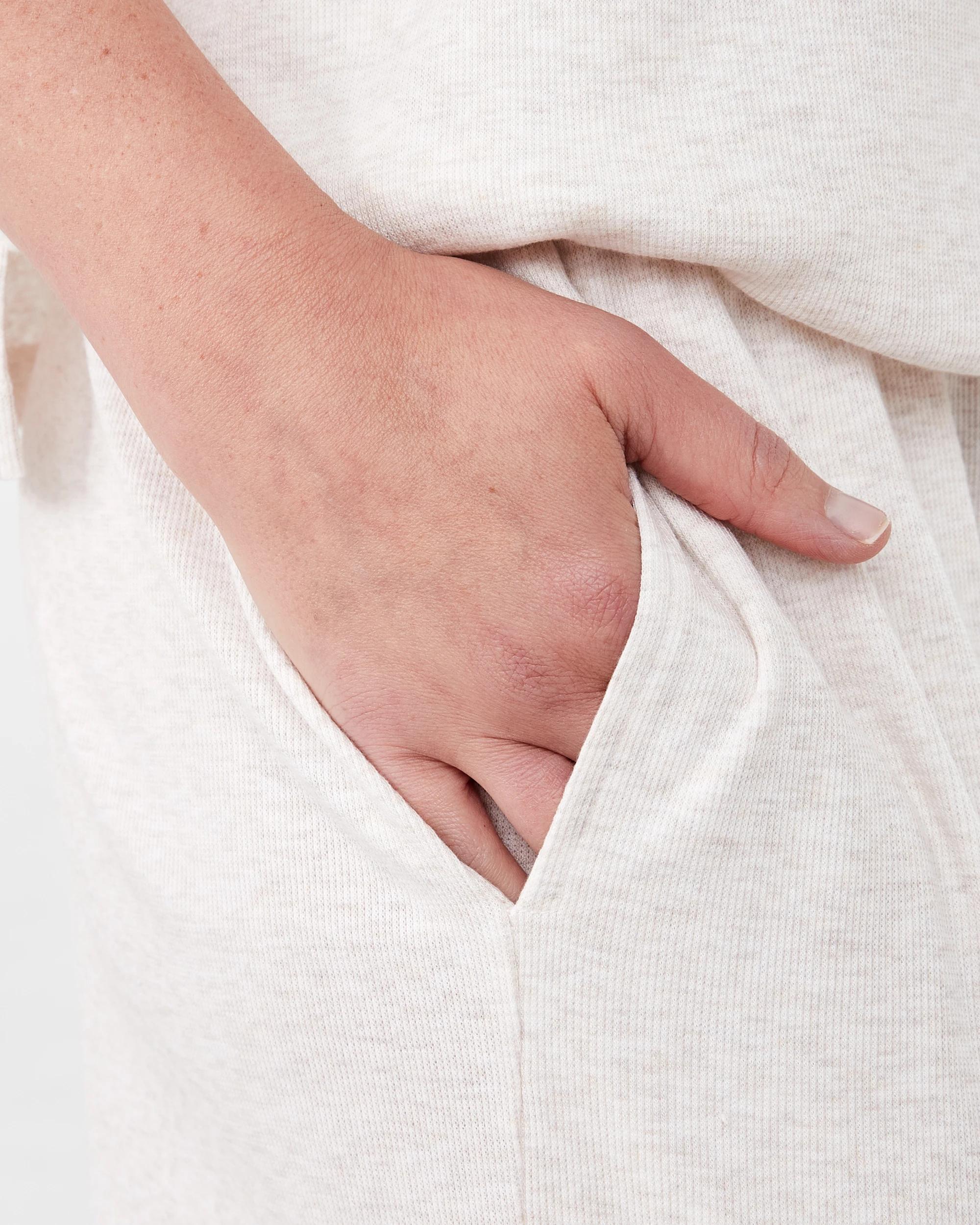 5 Rib Wide Leg Comfort Pants Marled Oat, 5 of 6