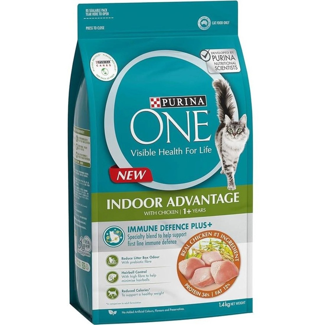 1 Purina One Indoor Advantage With Chicken 1+ Years Dry Cat Food 1.4kg, 1 of 1