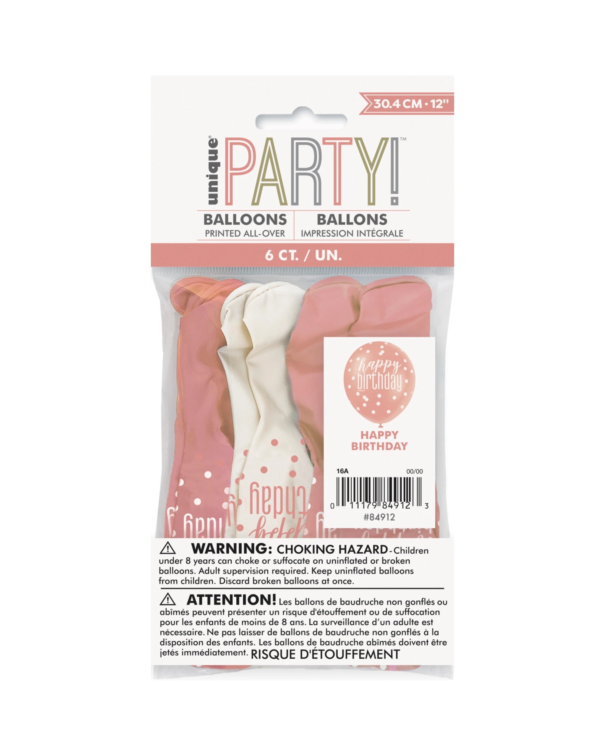 2 Unique Rose & White Happy Birthday Balloons Pack of 6 - Gold, 2 of 2