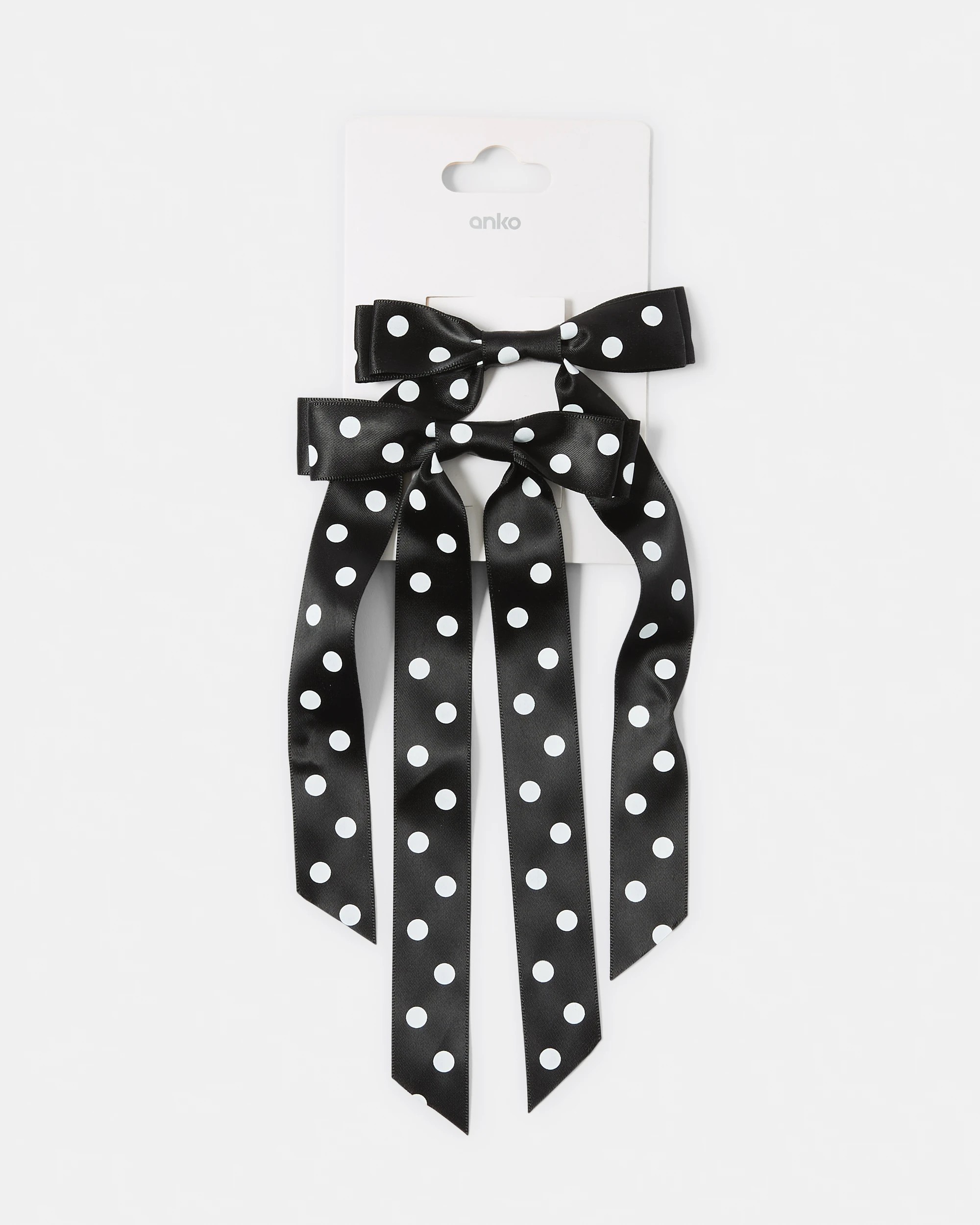 4 2 Pack Black Polka Bow Hair Clips, 4 of 4