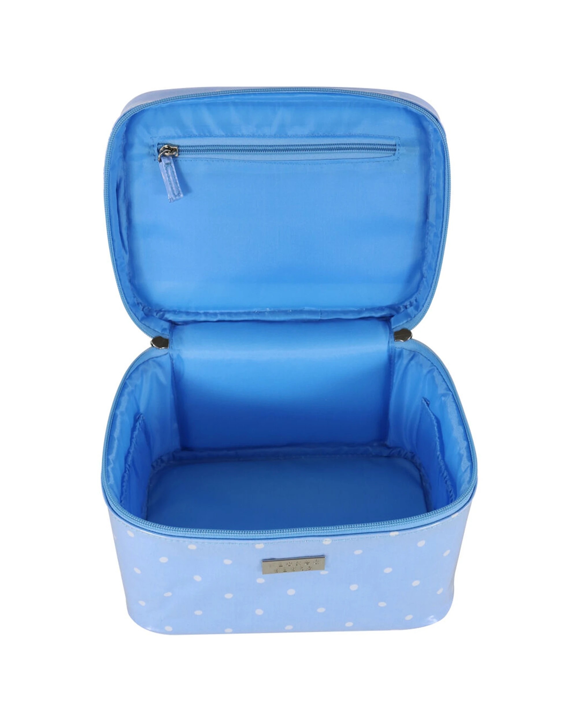 2 Wicked Sista Polka Small Beauty Case Waterproof Outer 25x15cm - Blue, 2 of 2