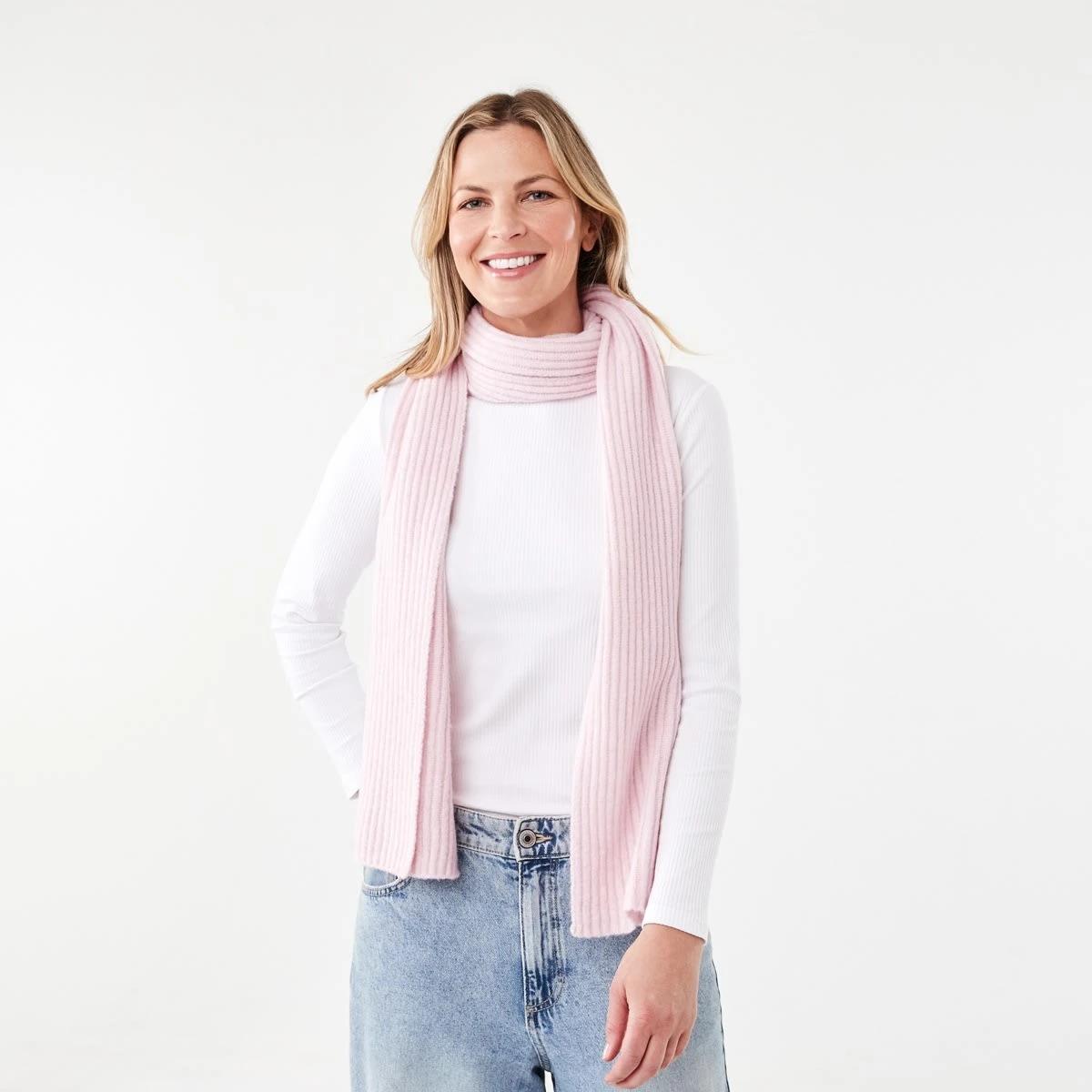 3 Basic Rib Scarf Soft Pink, 3 of 3