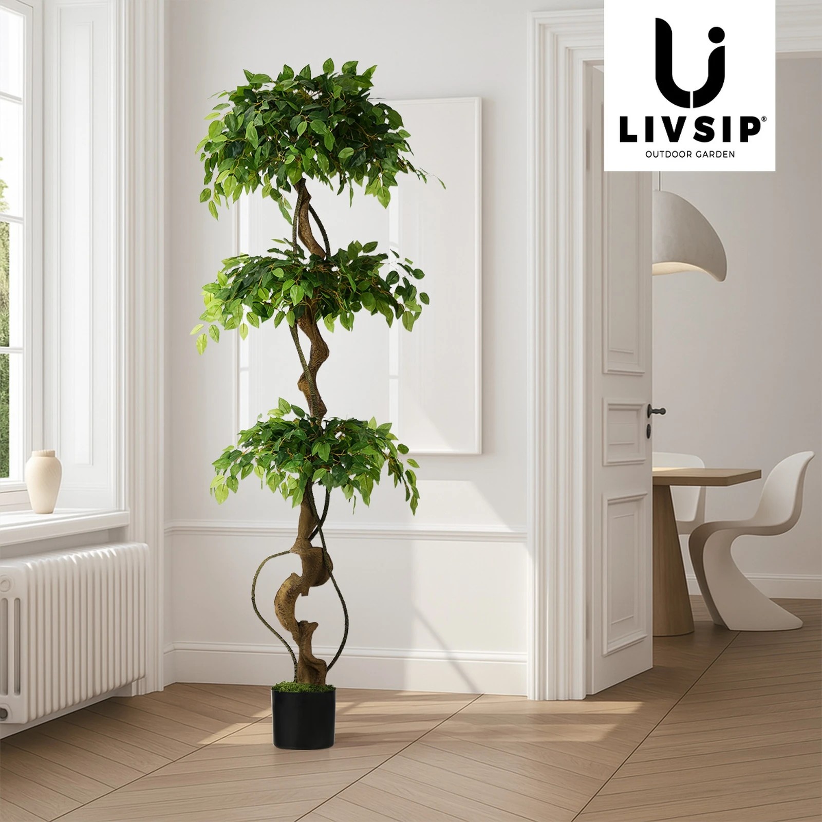 6 Livsip 180cm Artificial Ficus Tree Large Twisted Ficus - Green, 6 of 10