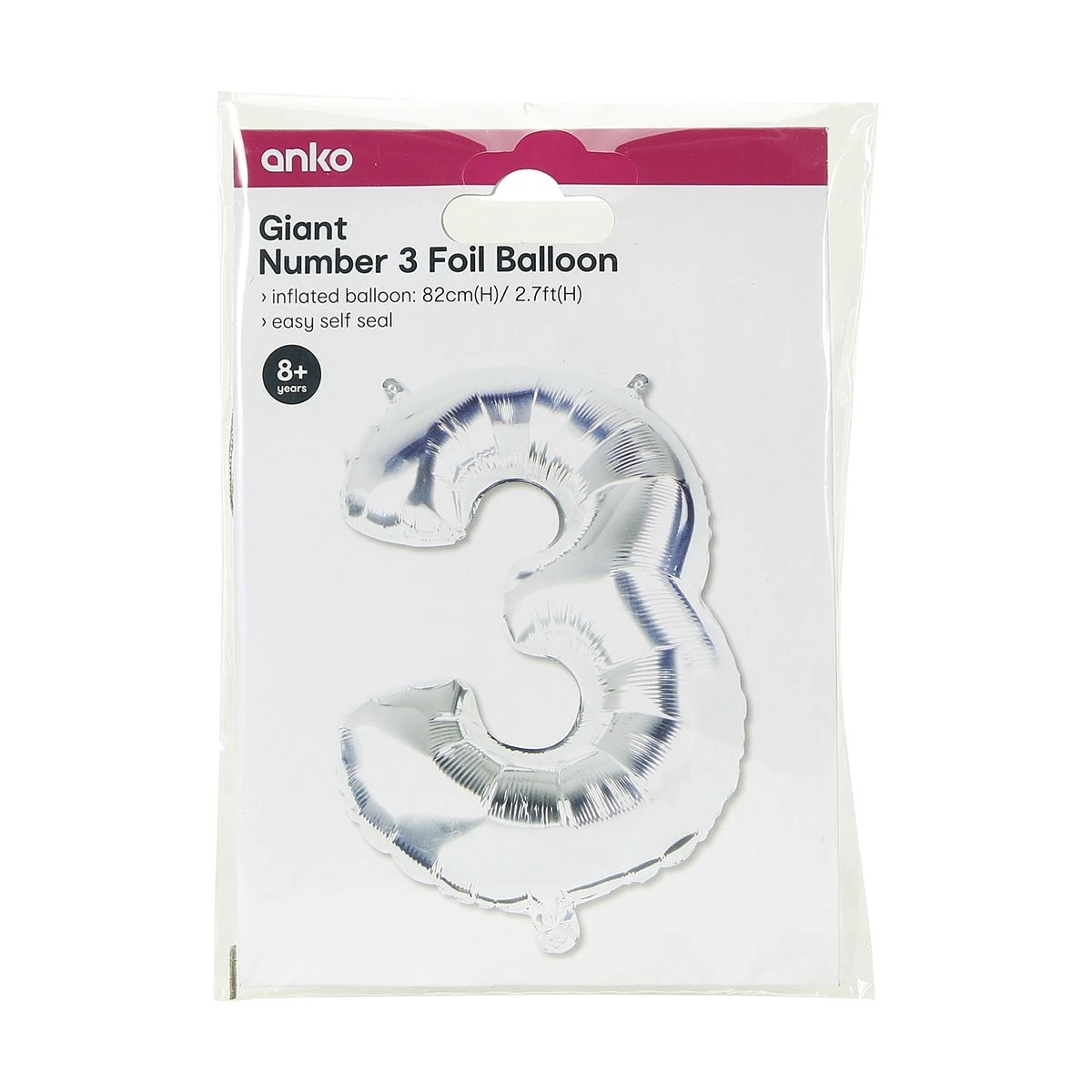 5 Giant Number 3 Foil Balloon, 5 of 5