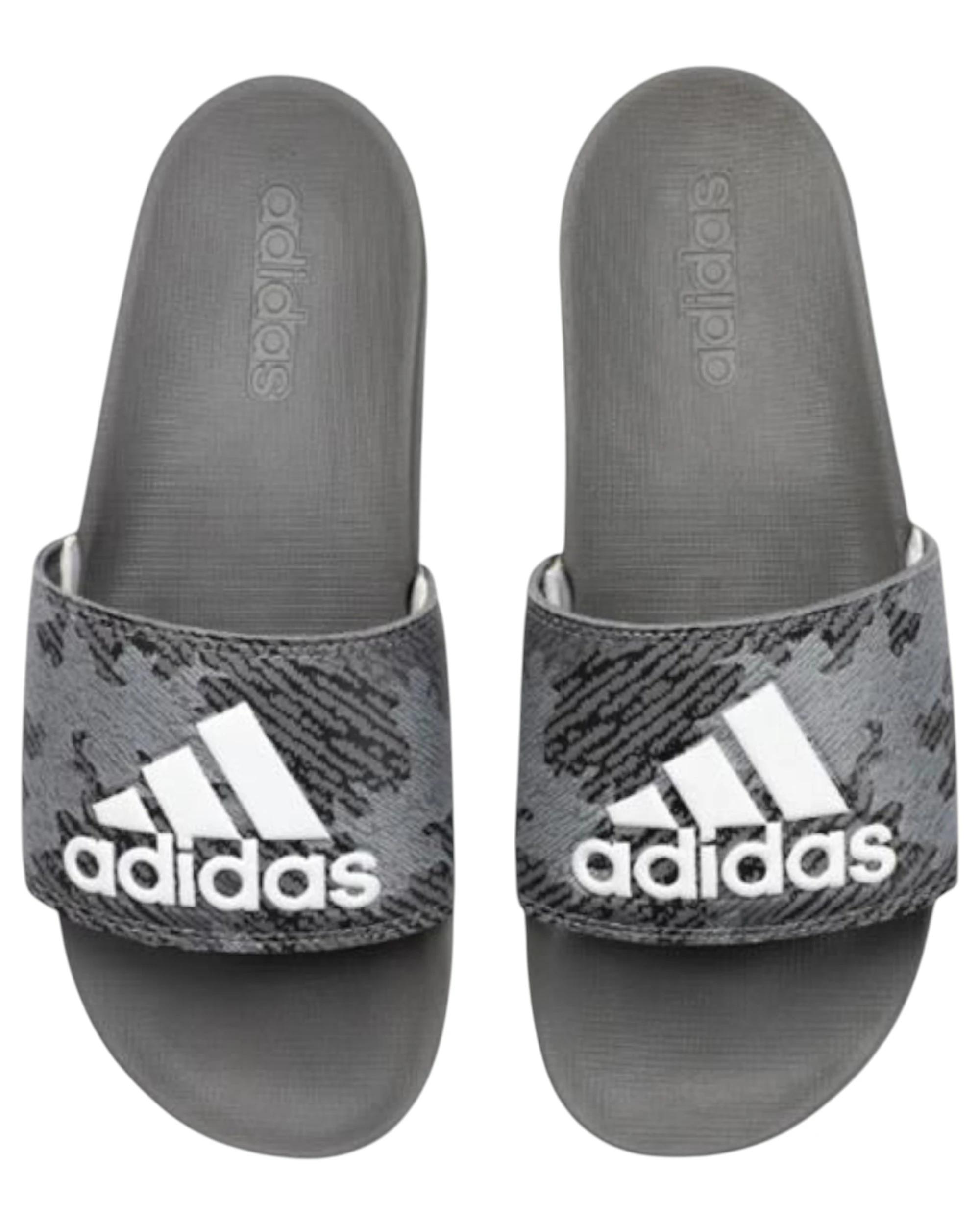 1 Adidas Mens Grey/White Adilette Comfort Sandals Slides GREY/WHITE/GREY, 1 of 3