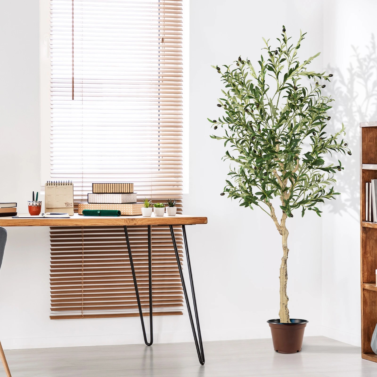 2 Costway 1.8M Artificial Olive Tree Faux Potted Olive Silk Tree Home Garden Decor, 2 of 2