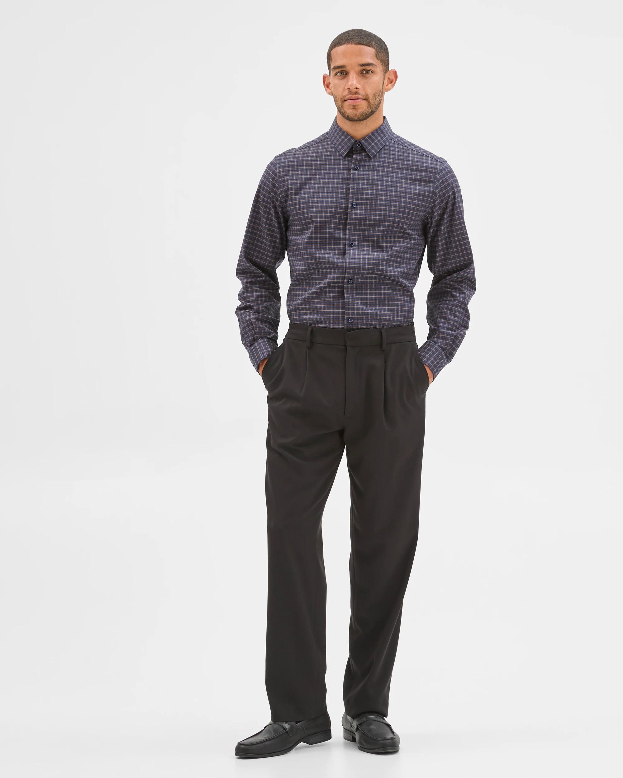 2 Preview Non Iron Long Sleeve Business Shirt INDIGO CHECK, 2 of 6