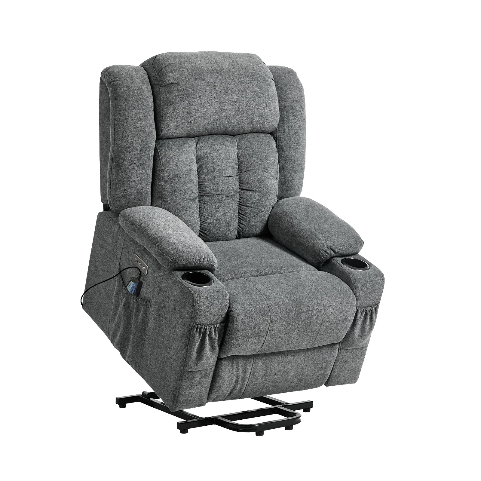 1 Oikiture Electric Lift Recliner Chair Heated Massage Armchair With 2 Charging Ports - Grey, 1 of 5