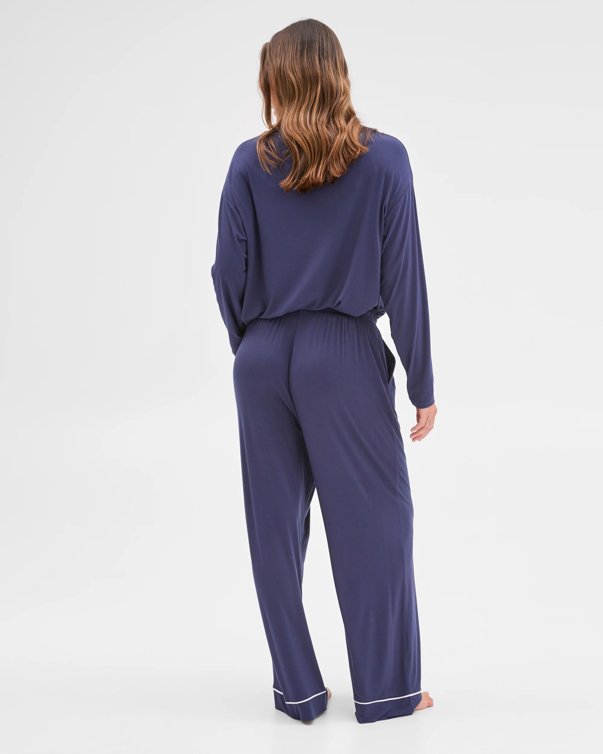 5 Target Woman Soft Comfort Bamboo Wide Leg Sleep Pants NAVY, 5 of 6