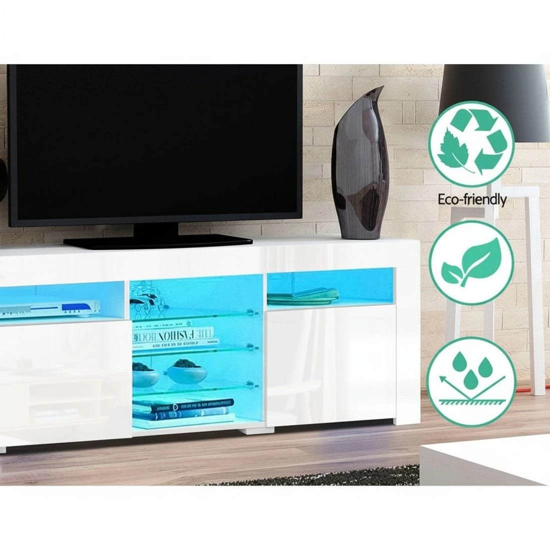 6 Artiss Entertainment Unit TV Cabinet LED 180cm
 - white, 6 of 8