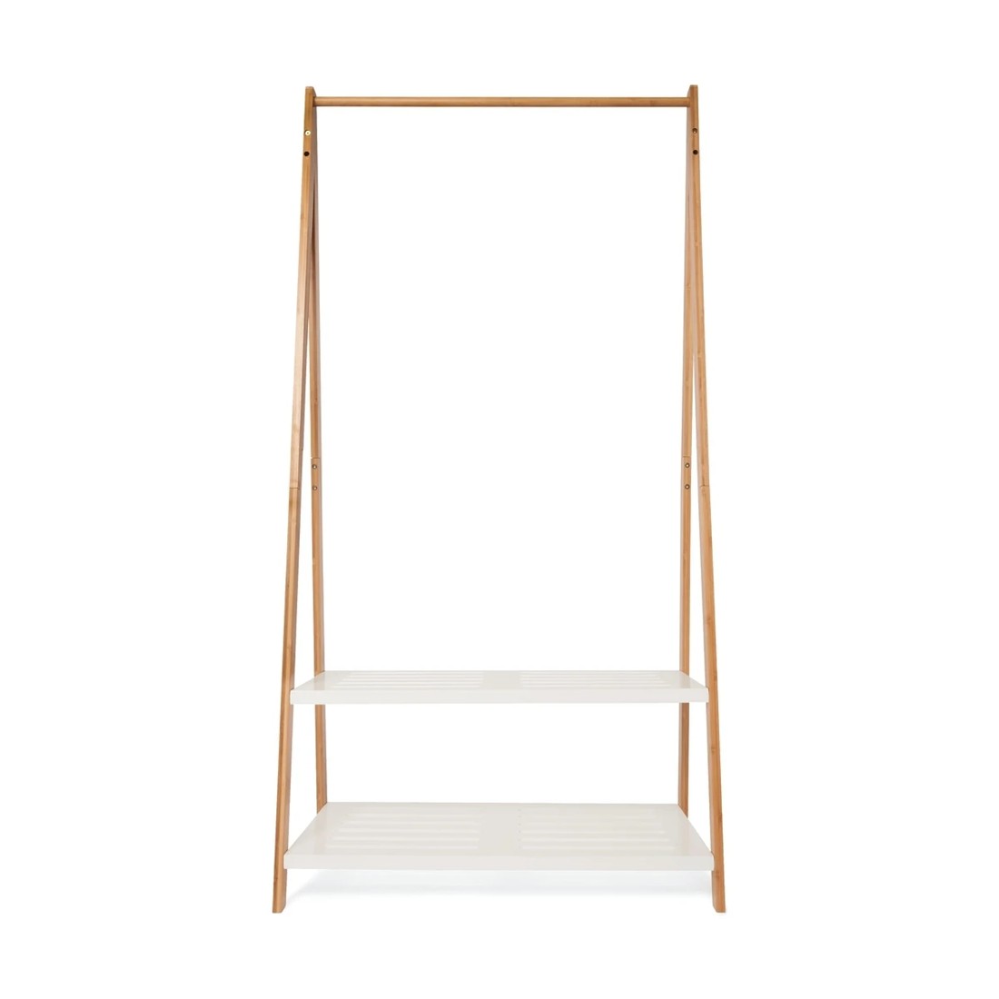 3 Bamboo Garment Rack with White Shelves, 3 of 4