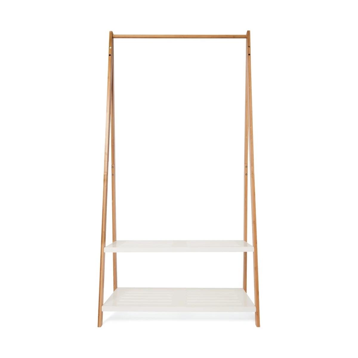 3 Bamboo Garment Rack with White Shelves, 3 of 4
