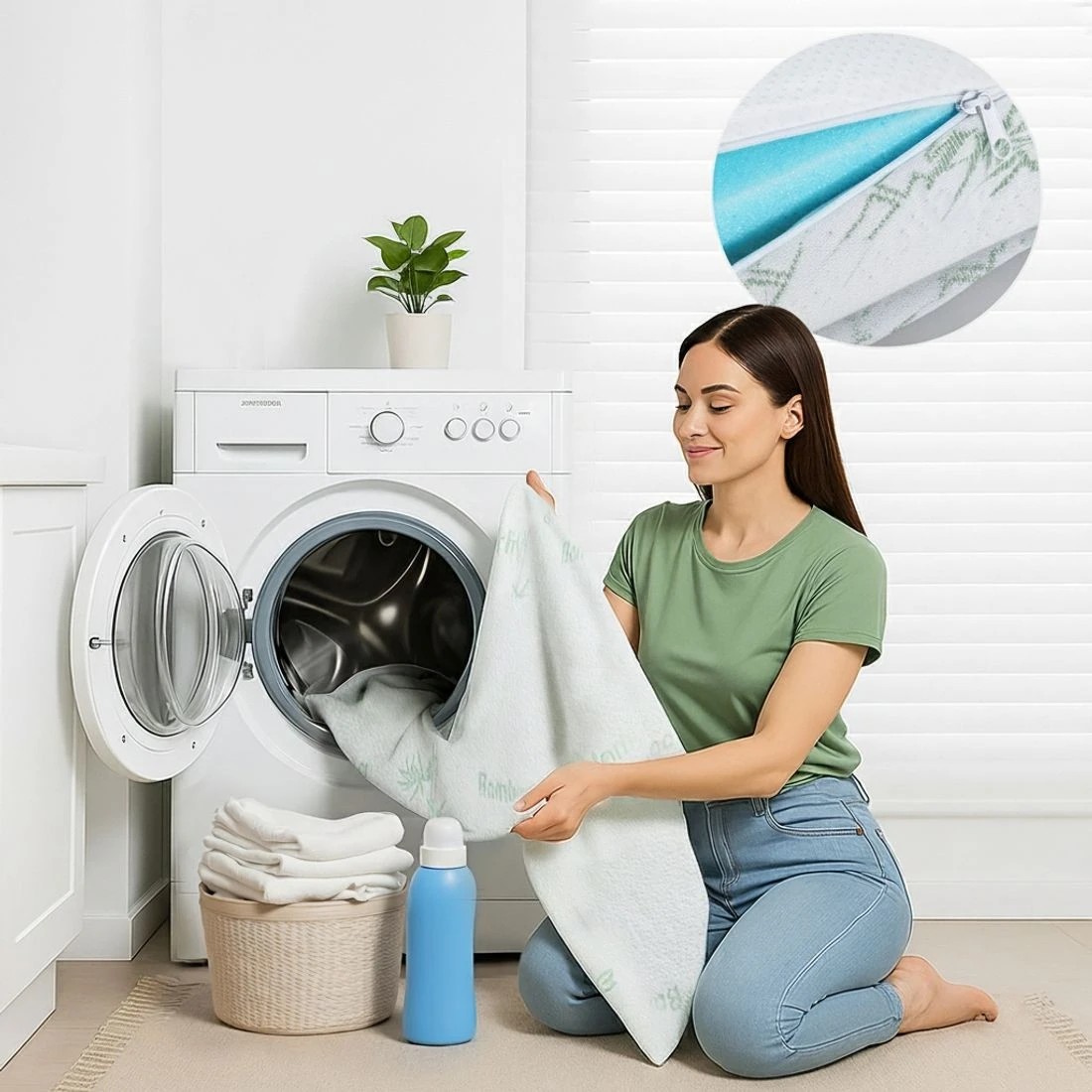 8 Giselle 12cm Memory Foam Mattress Topper Ventilated Cool Gel Bamboo Cover Double - Double Bed - Blue, 8 of 10