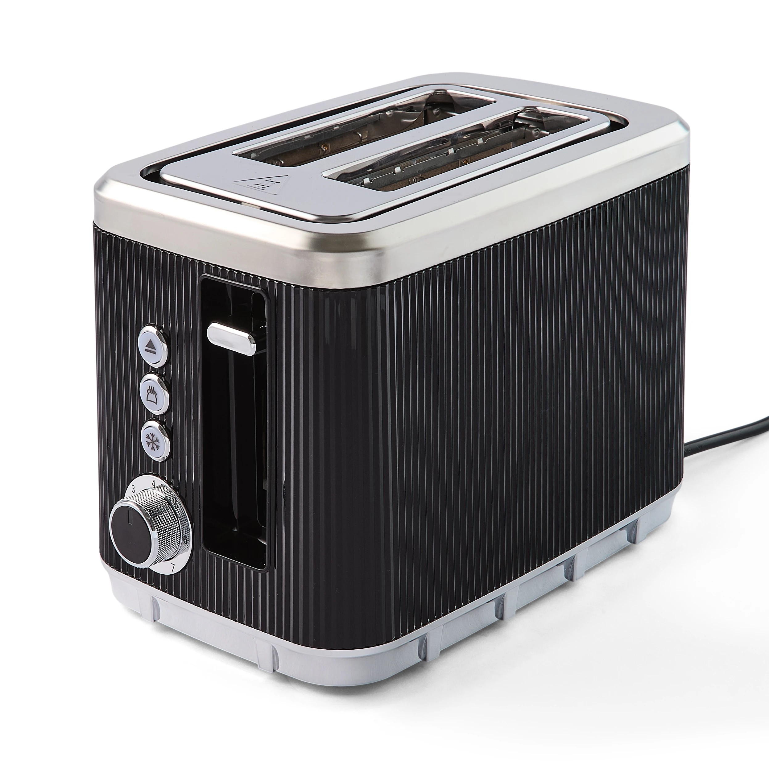 2 2 Slice Ribbed Toaster - Black, 2 of 6