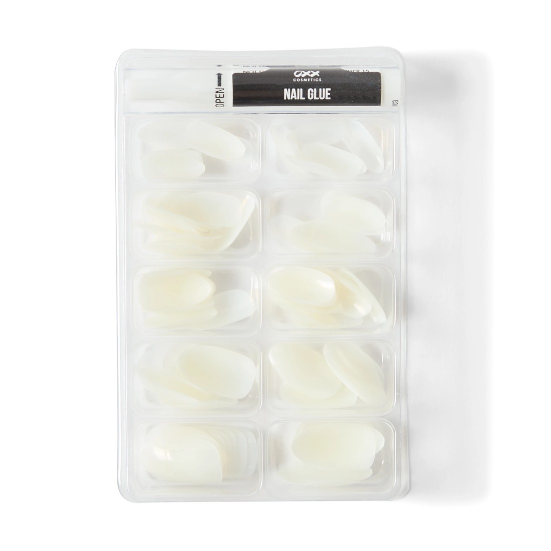 3 OXX Cosmetics 100 Pack Artificial Nails with Adhesive - Almond Shape, Clear, 3 of 4