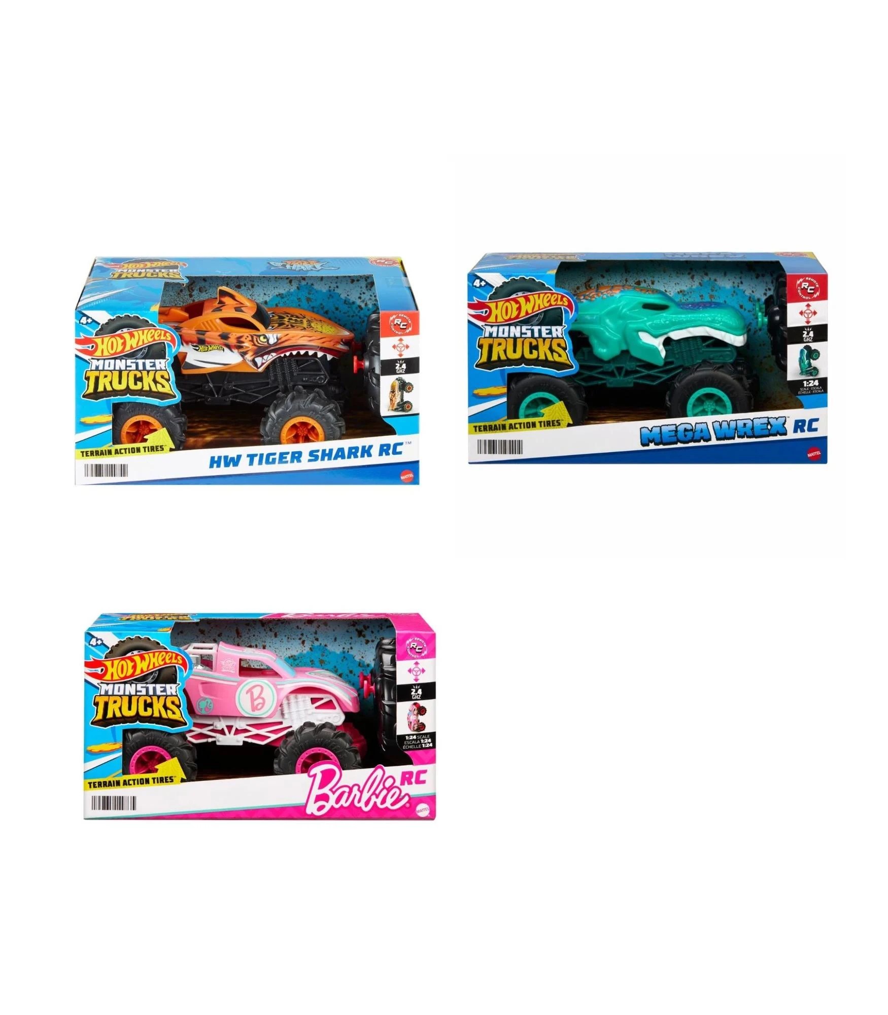 3 Hot Wheels RC Monster Trucks 1:24 Scale - Assorted* - Multi, 3 of 5