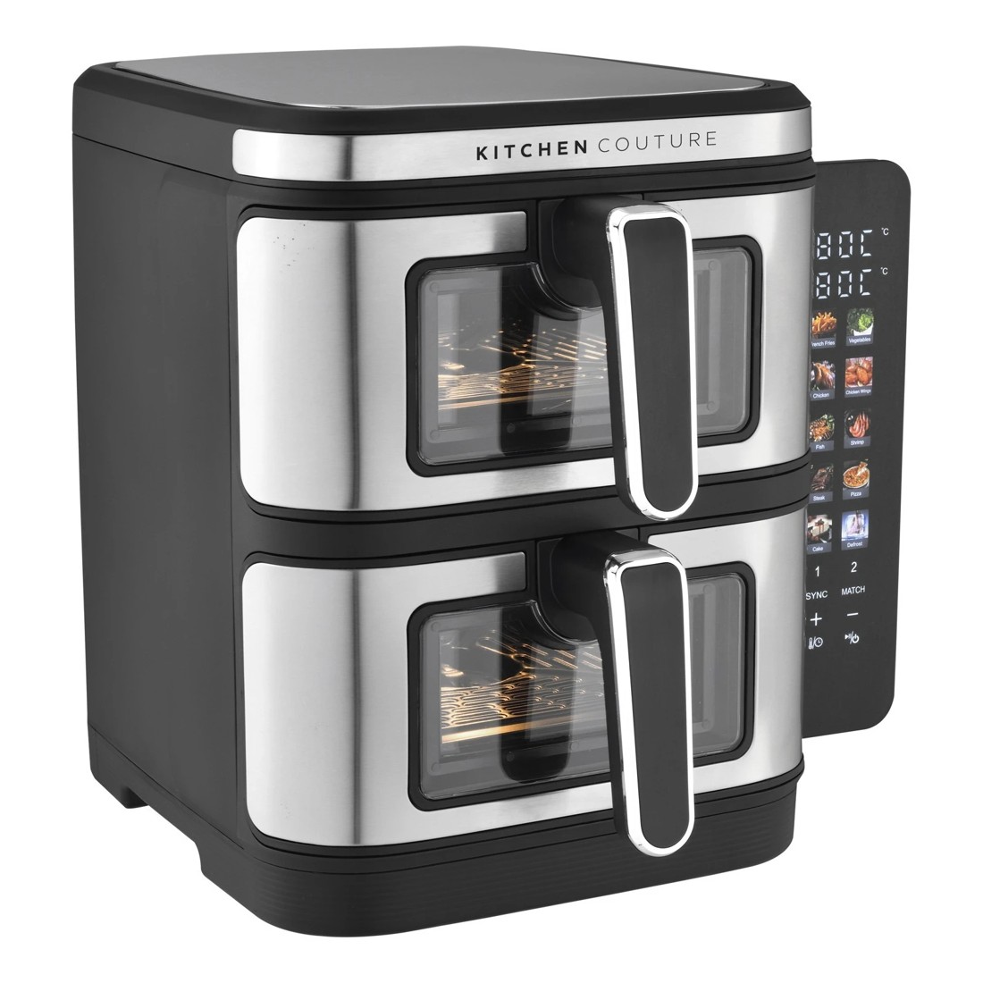 1 Kitchen Couture Dual Drawer Vertex Air Fryer 11L Compact Stacked Design - Grey, 1 of 4