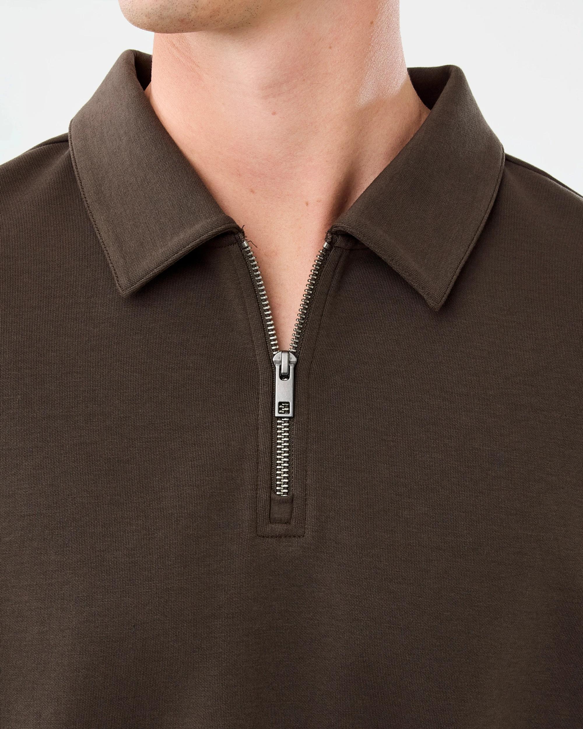 5 1/4 Zip Interlock Polo Shirt Brn Mulch, 5 of 5