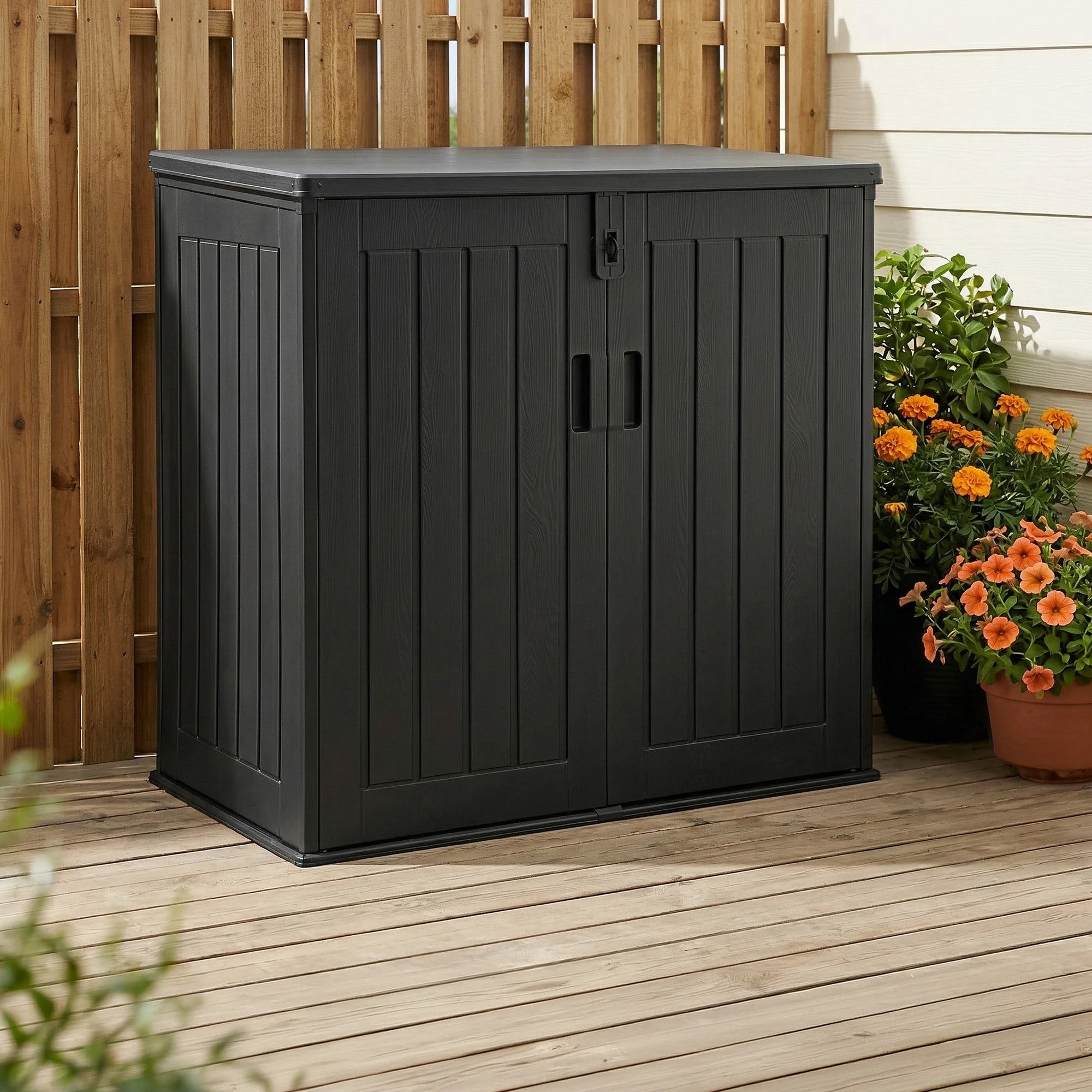 4 Gardeon Outdoor Storage Box 775L Container Lockable Cabinet Tool Organizer Shed - Black, 4 of 8