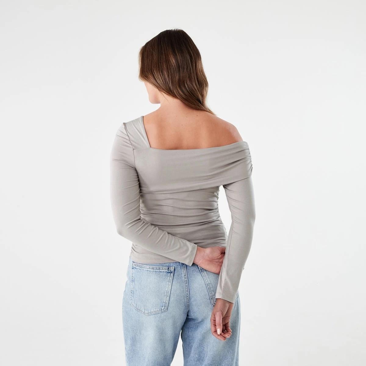 4 Long Sleeve Ruched Top FADED TAUPE, 4 of 7