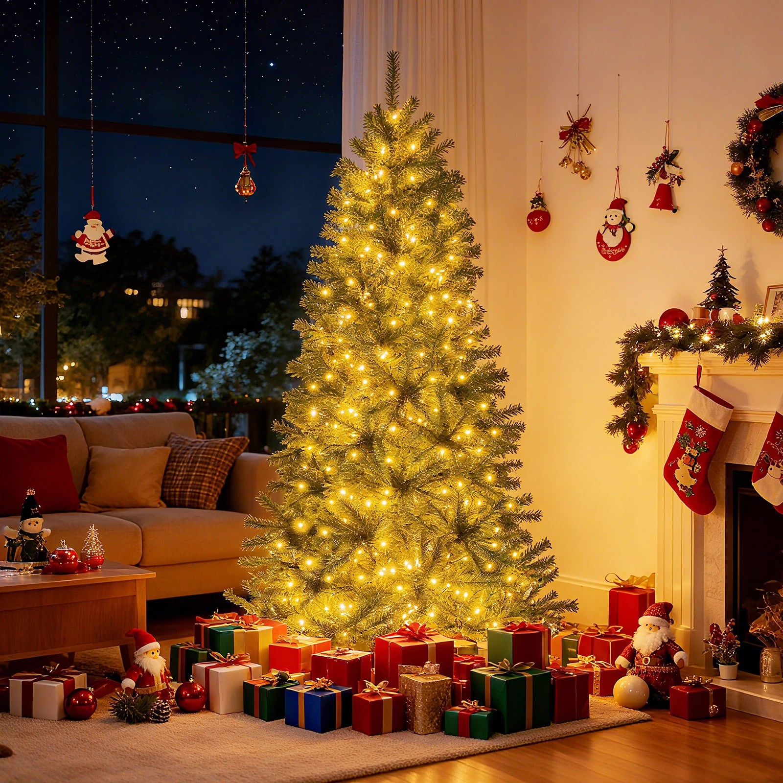 4 Costway 1.8M Pre-Lit Artificial Christmas Tree w/500 Warm White LEDs Home Office Party Decoration, 4 of 6