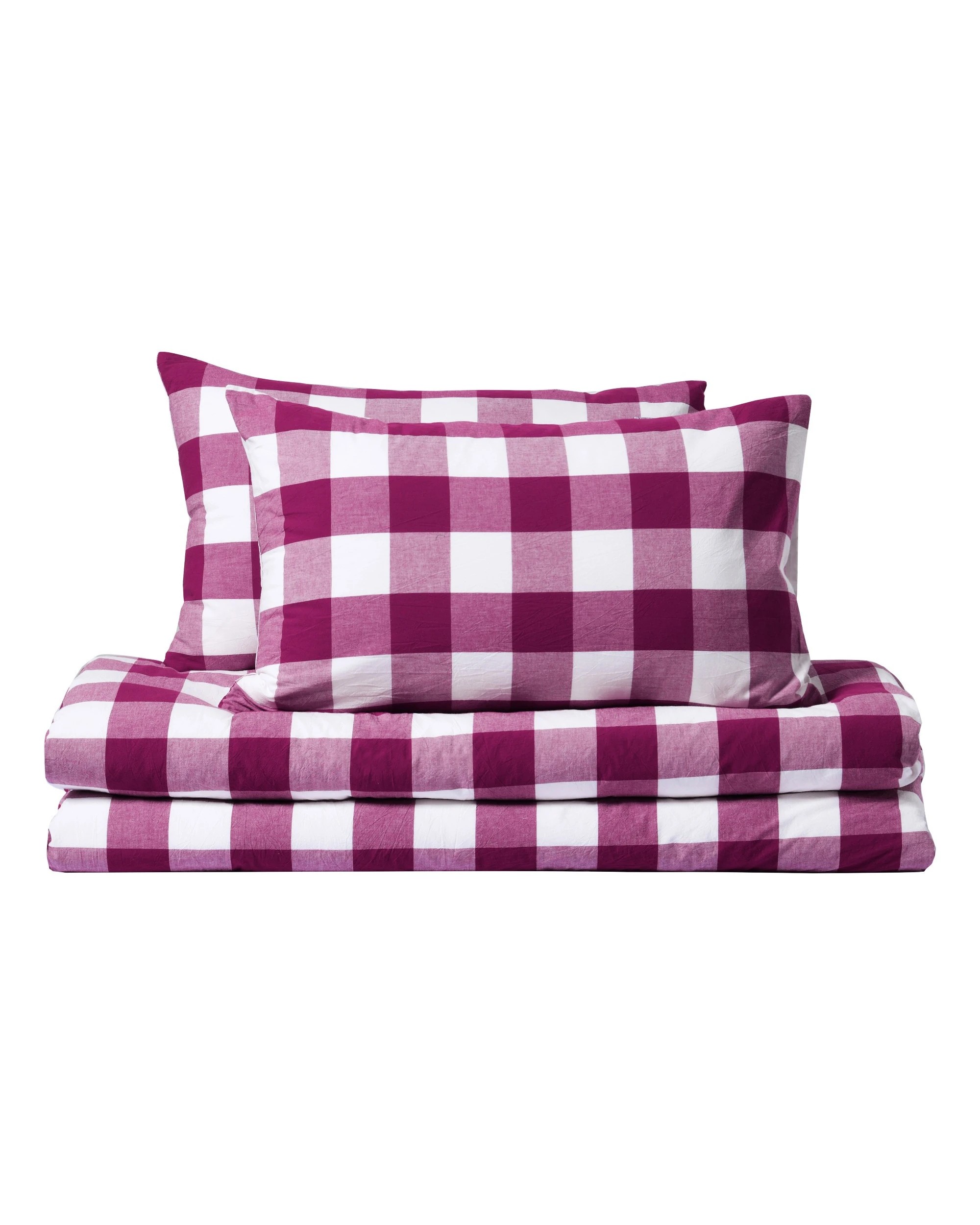 3 Dreamaker Remy Yarn Dyed Washed Cotton Checkered Quilted Cover Set - Queen Bed - Berry, 3 of 6
