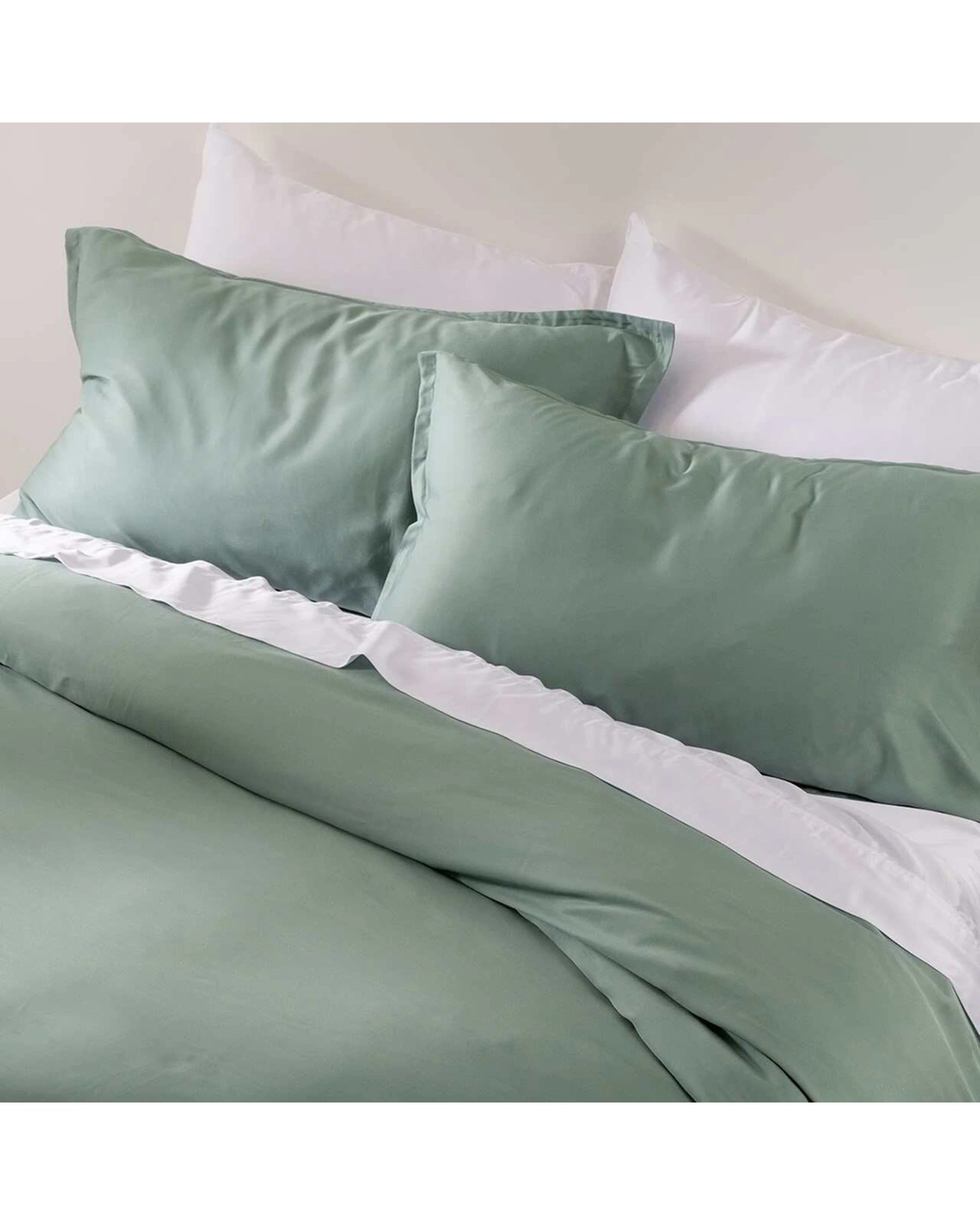 4 Canningvale Lustro Bamboo Quilt Bed Bedding Cover Set Moss King - Green, 4 of 4