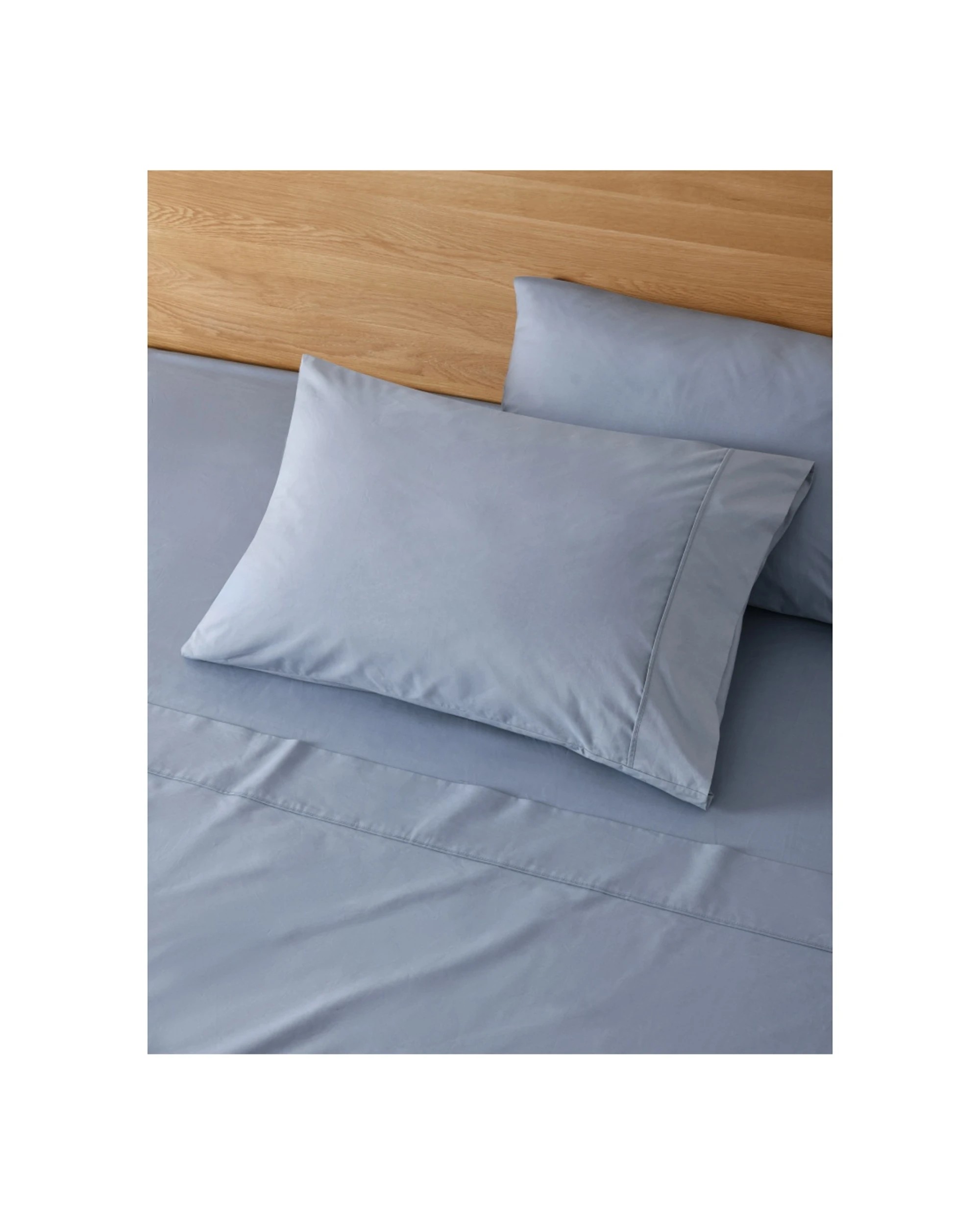 2 ONKAPARINGA 300TC Hepburn Cotton Percale Sheet Bedding Set - Queen Bed - Blue, 2 of 5