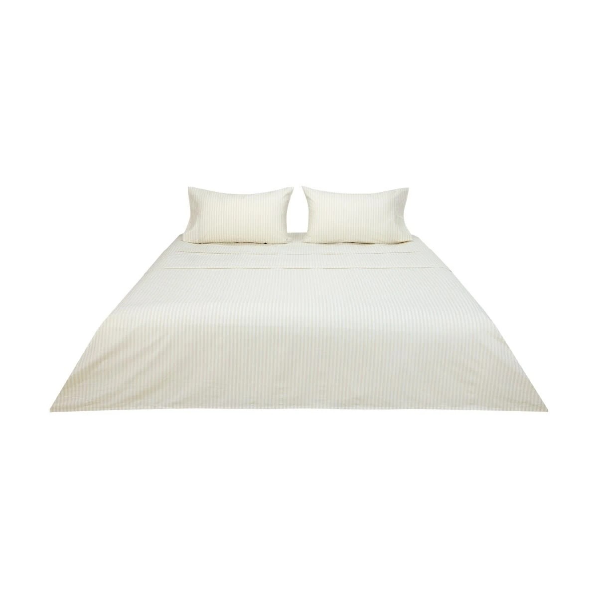 6 225 Thread Count Stripe Cotton Sheet Set - King Bed, Natural, 6 of 6