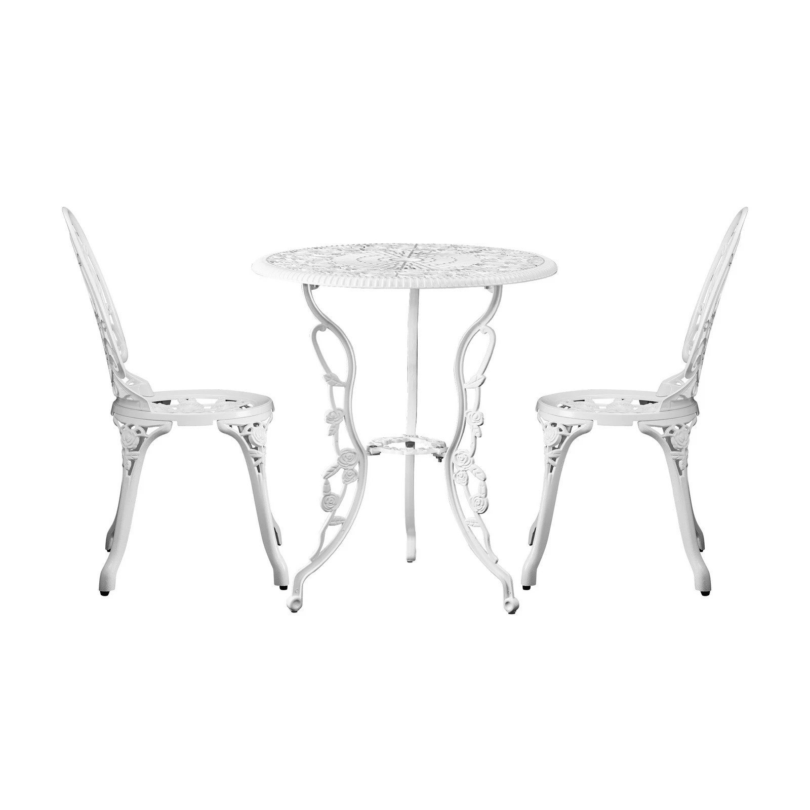 7 Livsip Outdoor Setting 3 Piece Bistro Chairs Table Set Cast Aluminum Patio Rose
 - White, 7 of 10