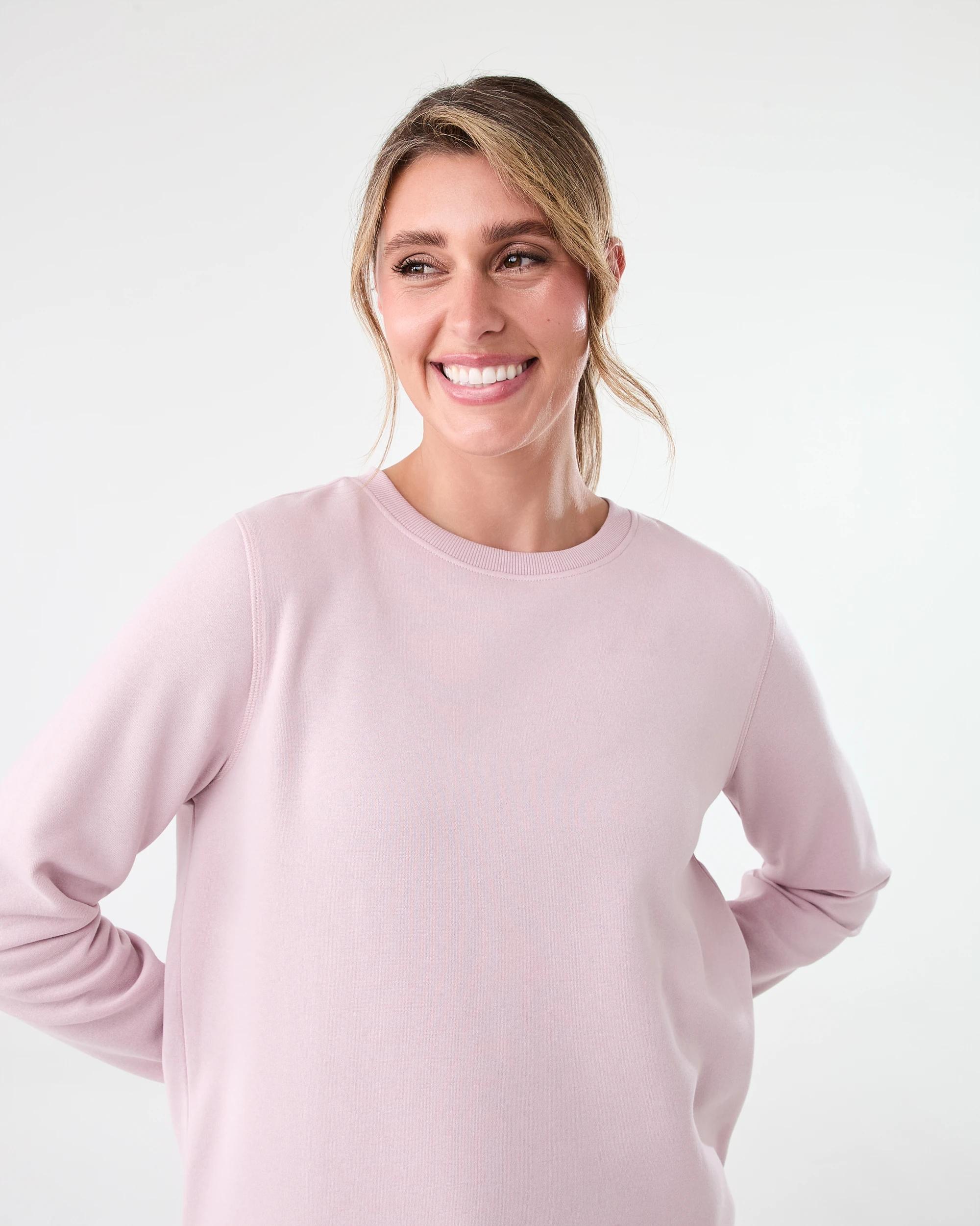 4 Active Womens Basic Crew Neck Sweatshirt Sol B Pink, 4 of 7