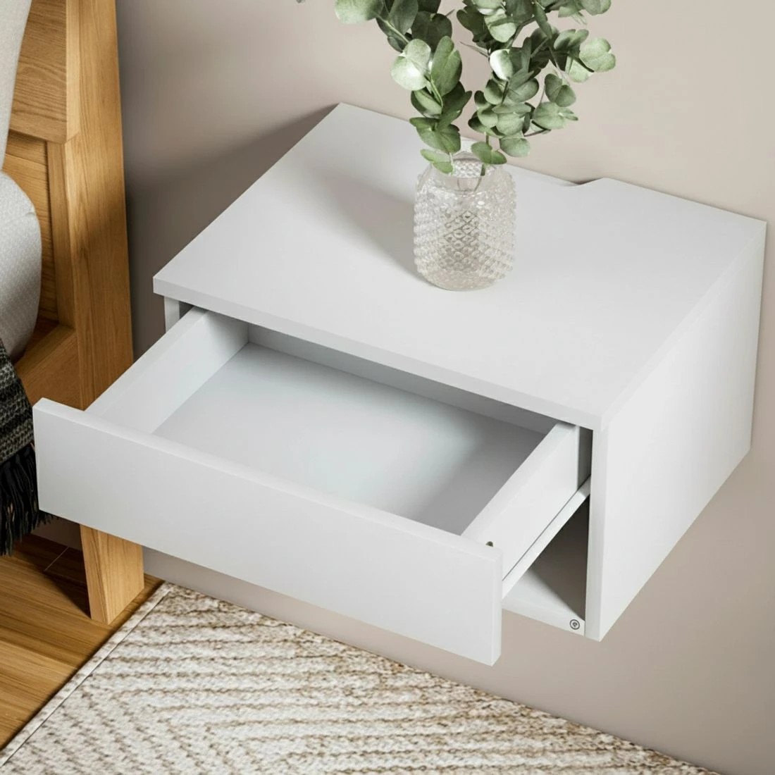 5 Artiss Floating Bedside Table Nightstand Drawer - White, 5 of 7