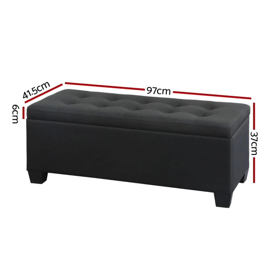 2 Artiss Storage Ottoman Blanket Box 97cm Linen - Black, 2 of 7