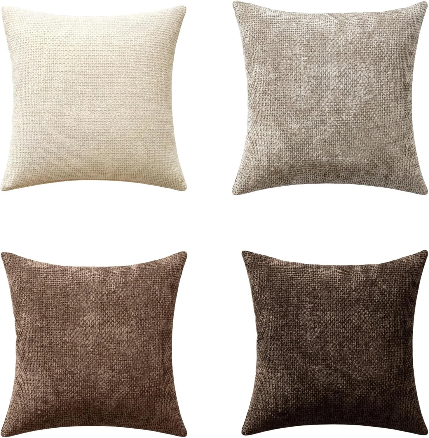 3 Gioia Casa 4-Pack Chenille Grid Cushion Covers 45cm x 45cm - Ash Brown, 3 of 3