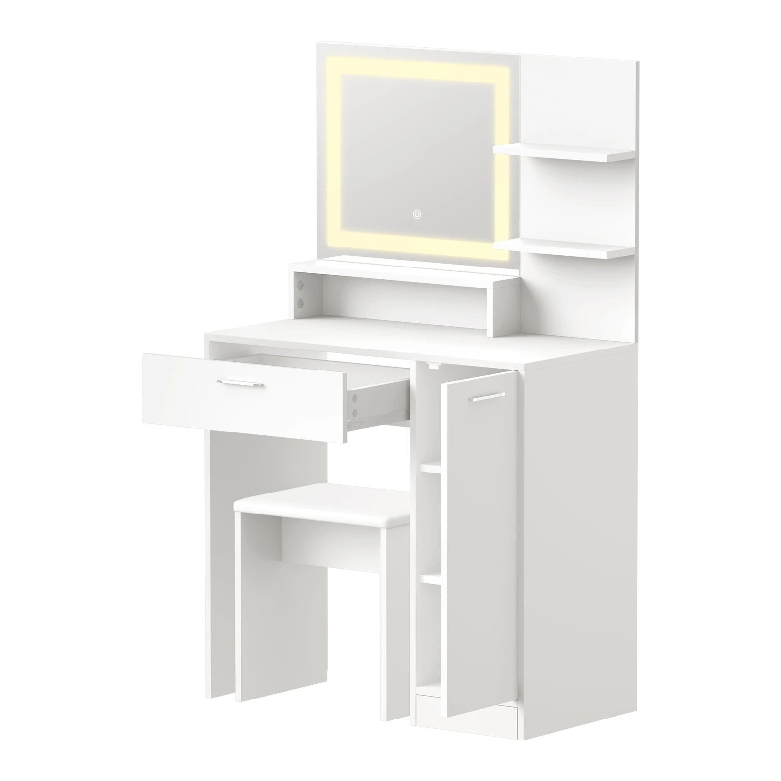 8 Oikiture Dressing Table Stool Set Makeup Mirror Led Light Large Cabinet
 - White, 8 of 9