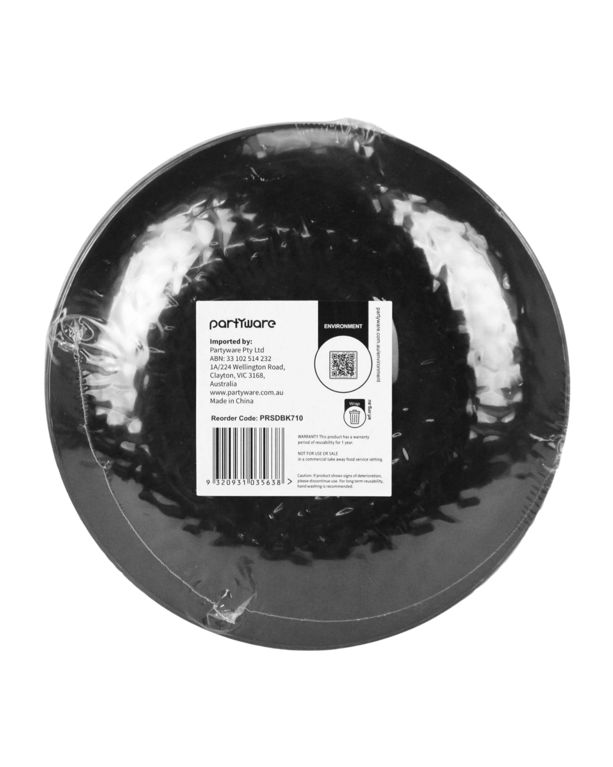 4 Partyware Dimple With Silver Trim Plastic Plates 18cm Pack of 10 - Black, 4 of 4