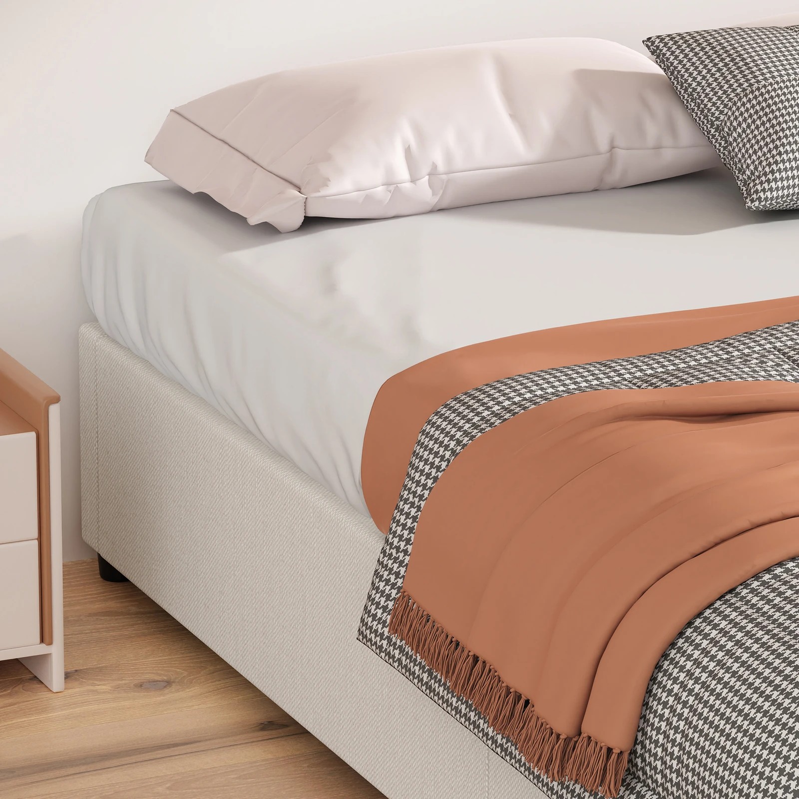 6 Alfordson Bed Frame Single Size Gas Lift Storage Mattress Base Barlow - Beige, 6 of 10