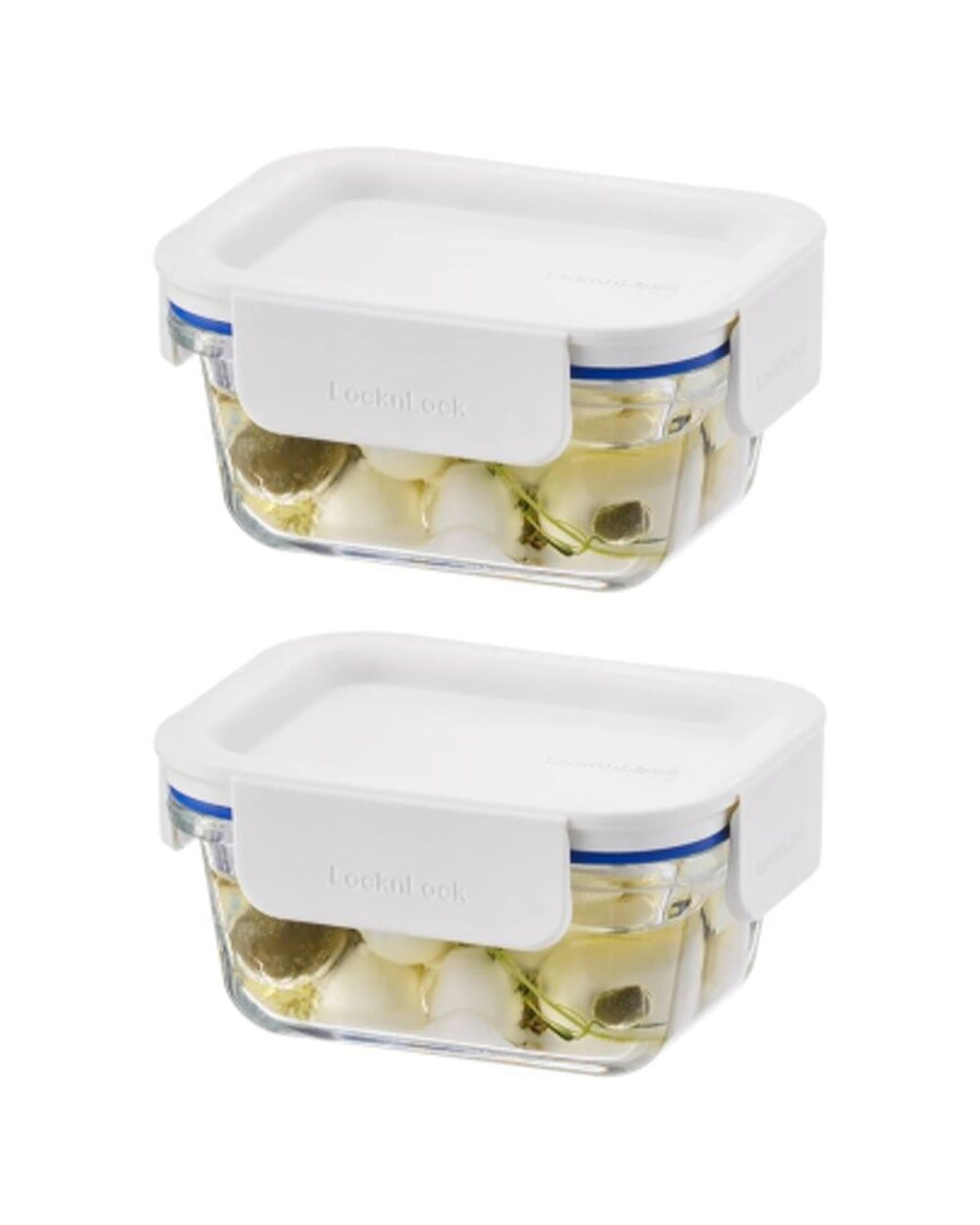 1 Lock & Lock 2PK Glass Food Storage Container Microwave Safe 380ml Lid - White, 1 of 4