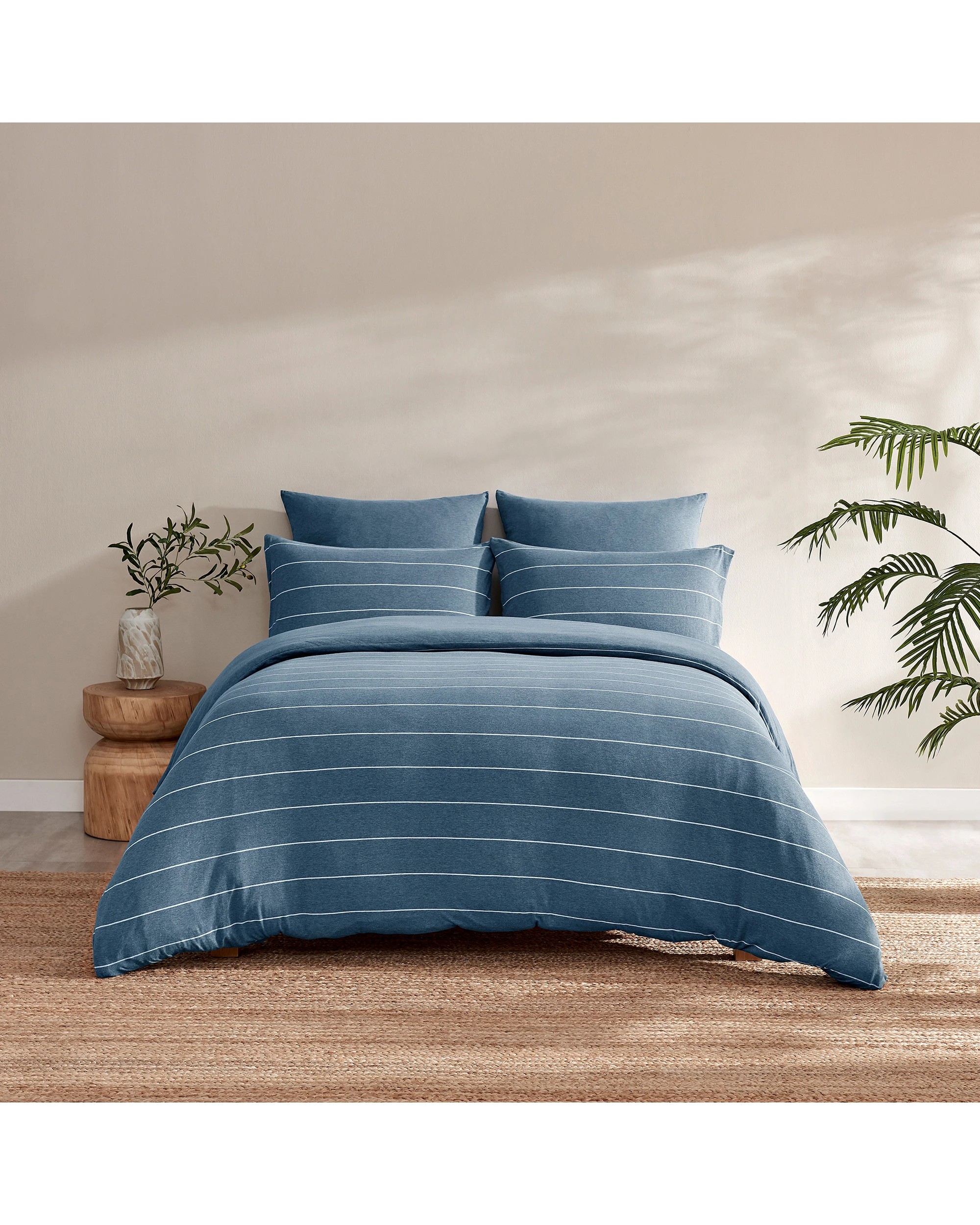 9 Dreamaker Jersey Luxe 100% Cotton Reversible Quilt Cover Set Charcoal - Queen Bed - Denim, 9 of 10