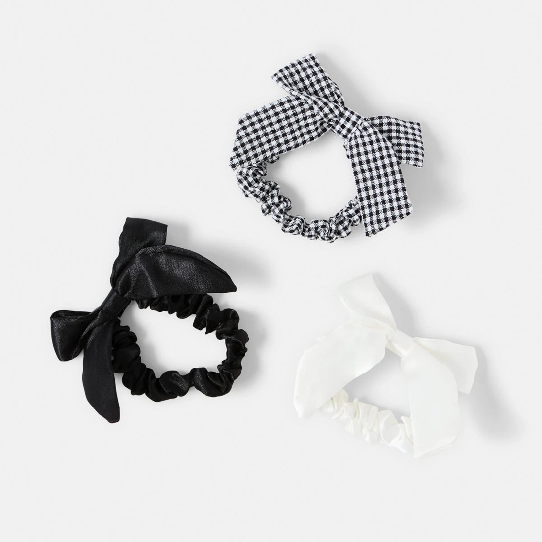 1 3 Pack Bow Hair Scrunchies - Black and White, 1 of 4