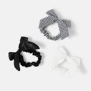 3 Pack Bow Hair Scrunchies - Black and White