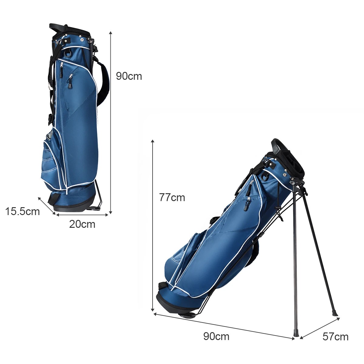 1 Costway Golf Stand Bag w/4 Way Dividers Double Shoulder Straps 4 Pockets for Extra Storage Portable - Blue, 1 of 1